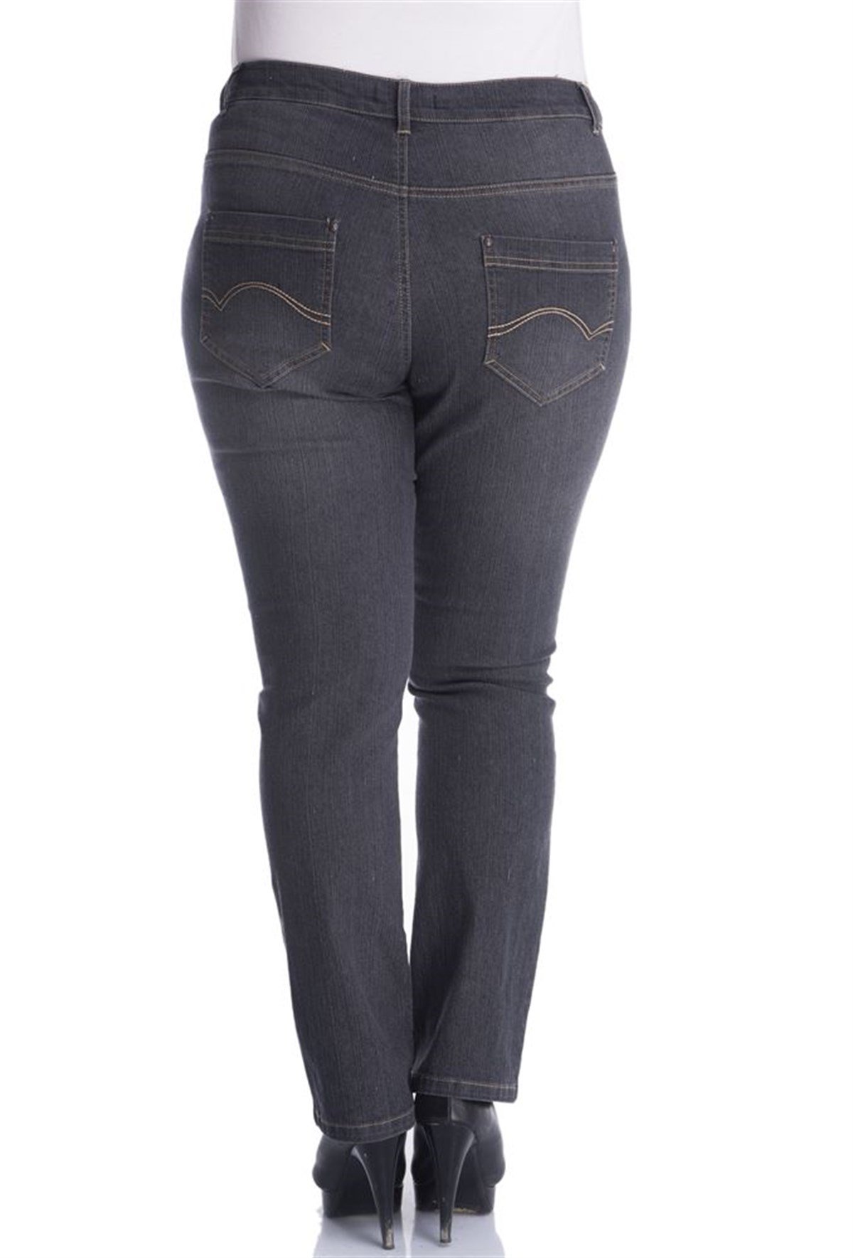 Arka Cepleri Nakışlı 5 Cep Denim Pantolon MYLINE13405-m