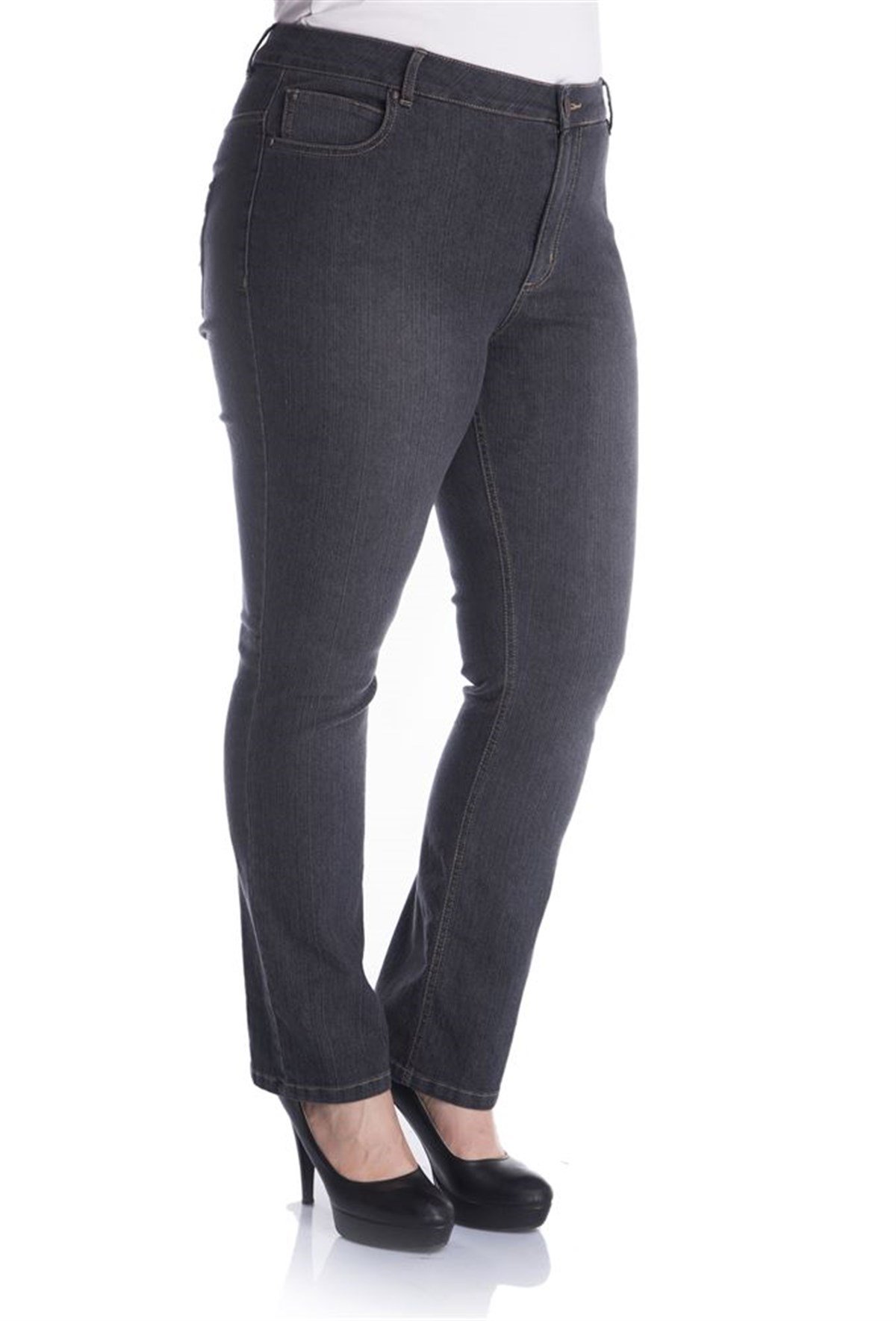 Arka Cepleri Nakışlı 5 Cep Denim Pantolon MYLINE13405-m