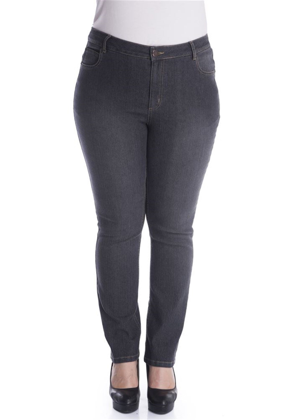 Arka Cepleri Nakışlı 5 Cep Denim Pantolon MYLINE13405-m