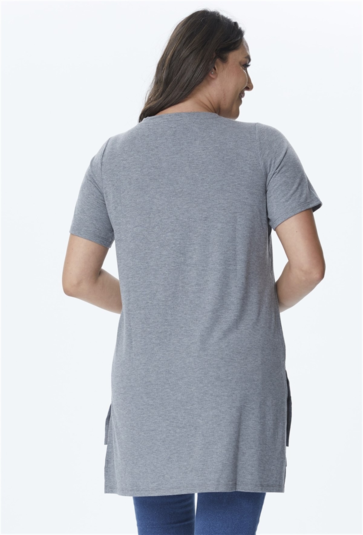 Arkası Uzun İnci Detaylı T-shirtMYLINE23536