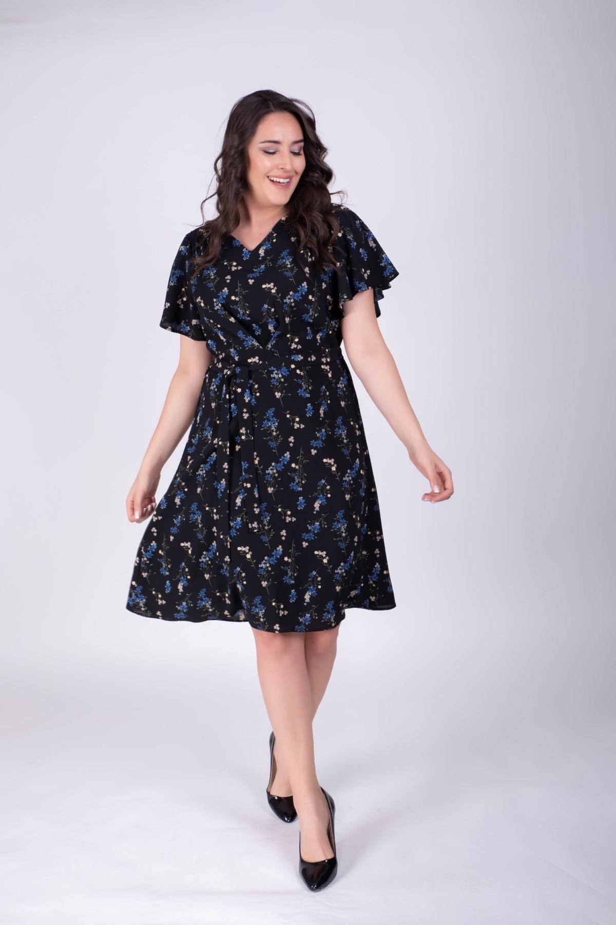 Belden Kemerli Desenli ElbiseMYLINE34401