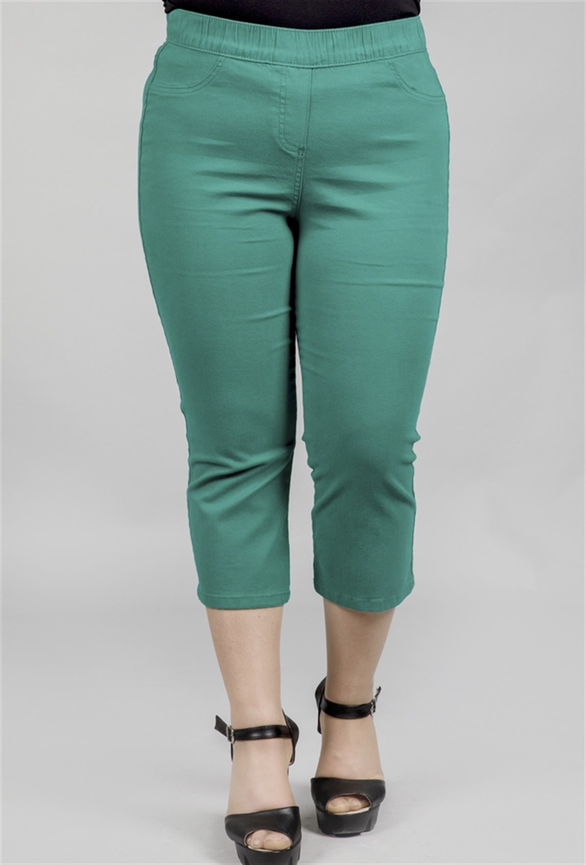 Beli Lastikli Likralı Gabardin Kapri PantolonMYLINE23813