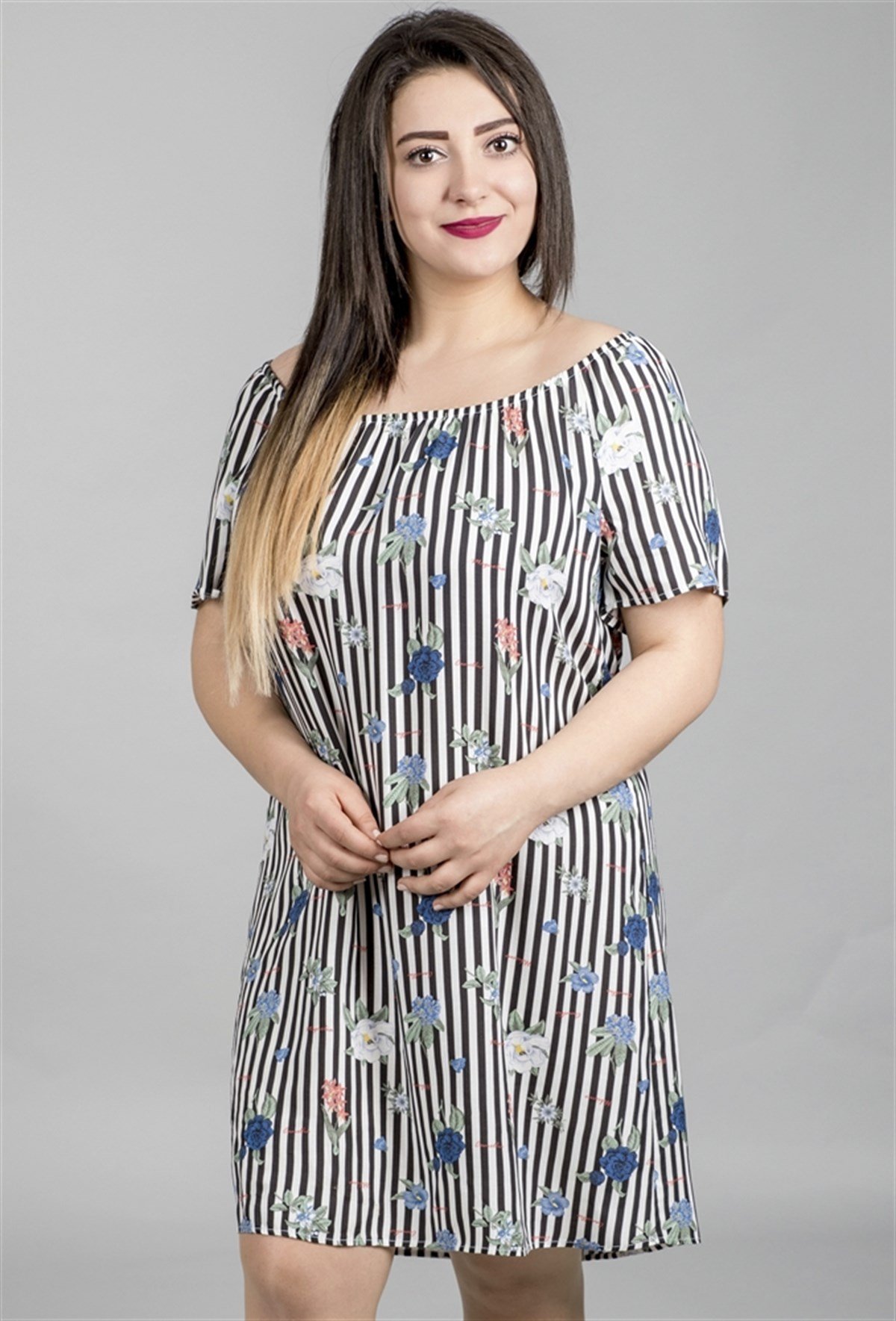 Boynu Lastikli ElbiseMYLINE23744