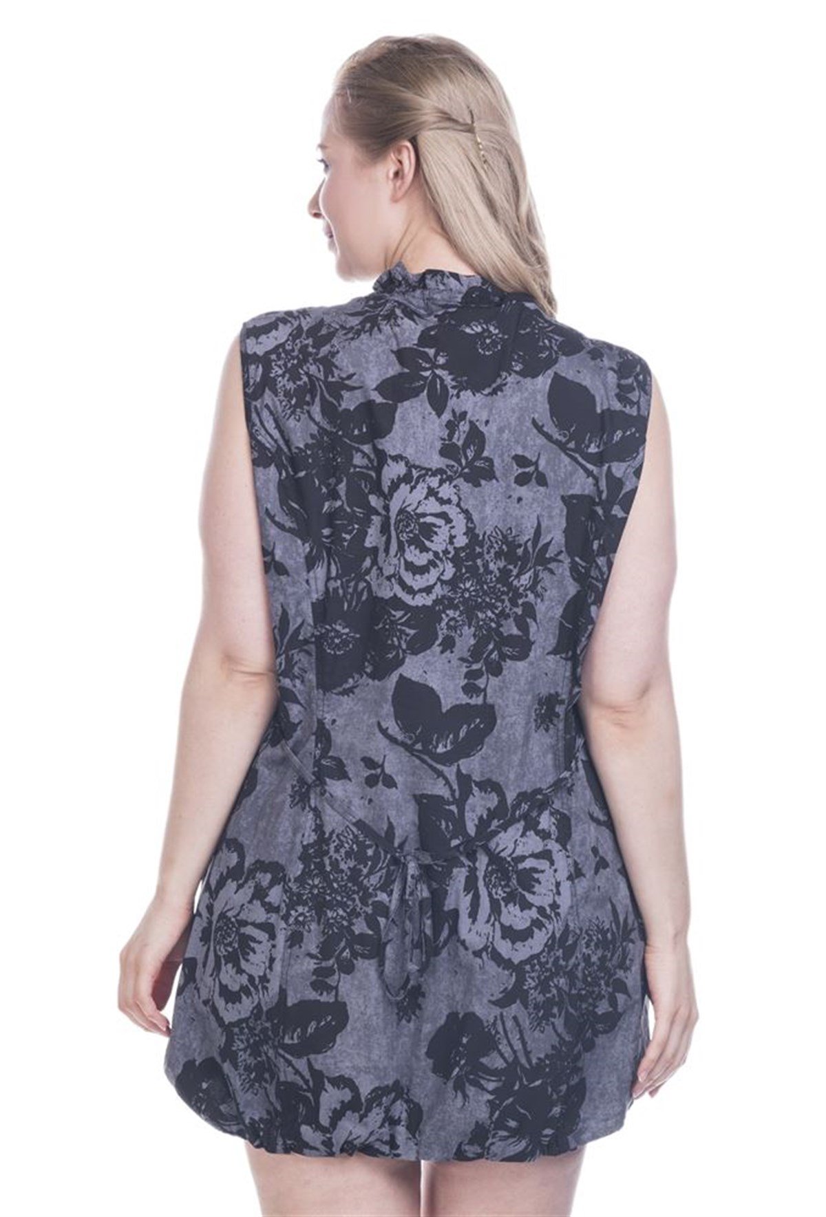 Çiçekli Desenli Kolsuz ElbiseMYLINE12392-m