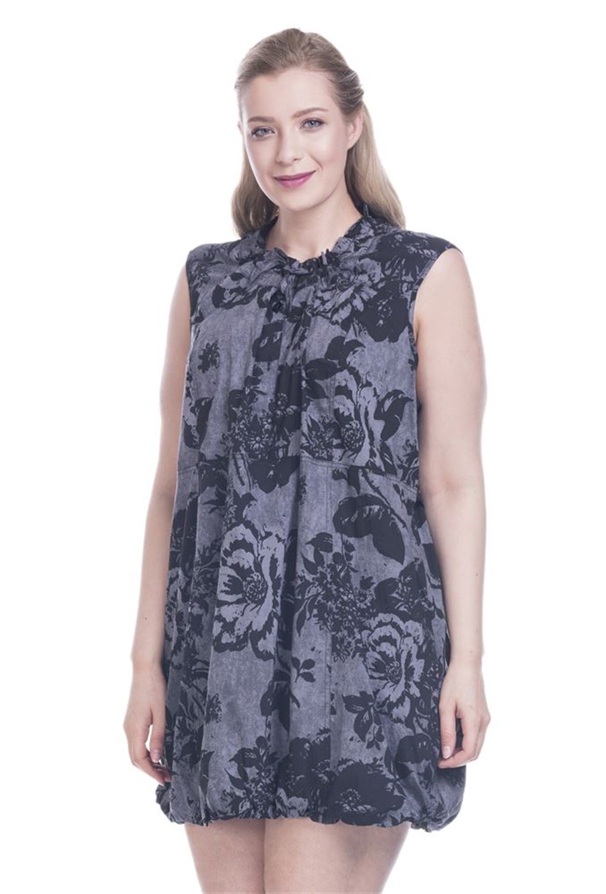 Çiçekli Desenli Kolsuz ElbiseMYLINE12392-m