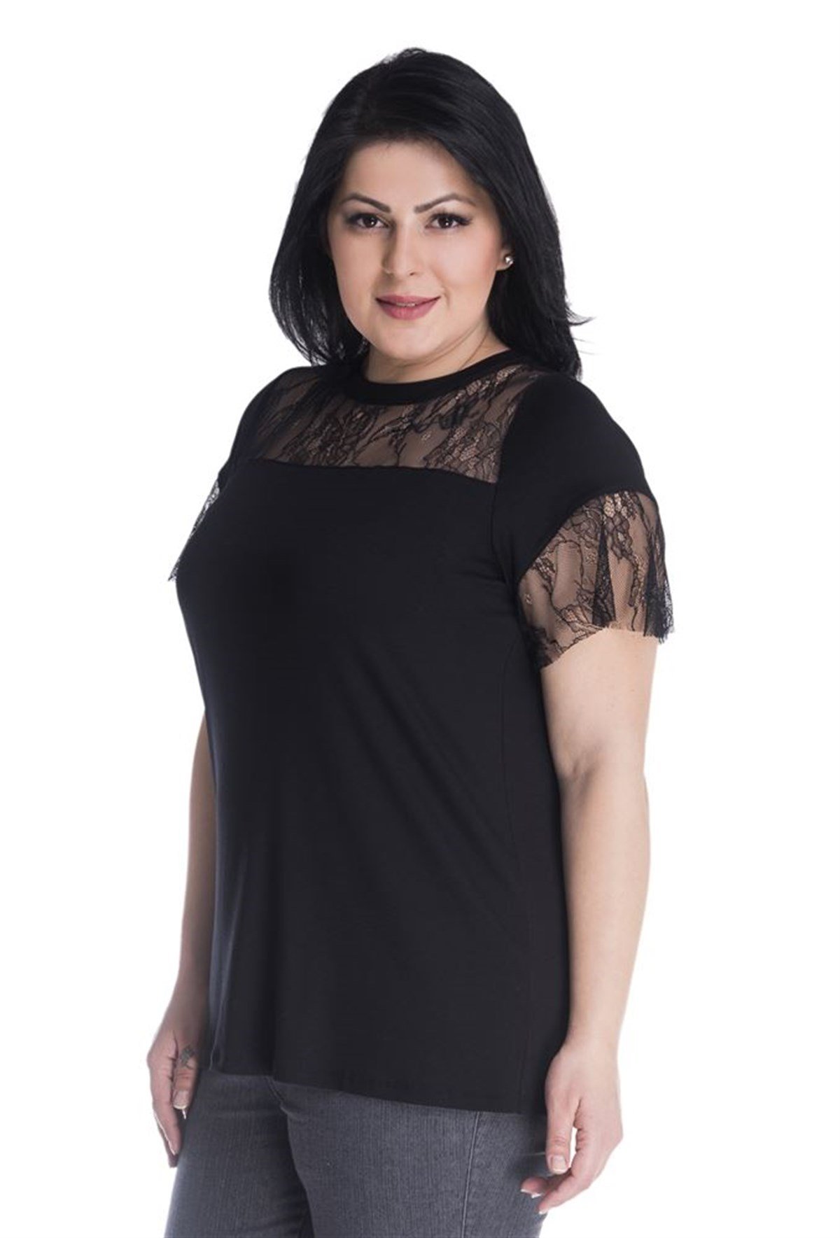 Dantel Detaylı T-ShirtMYLINE23442-m