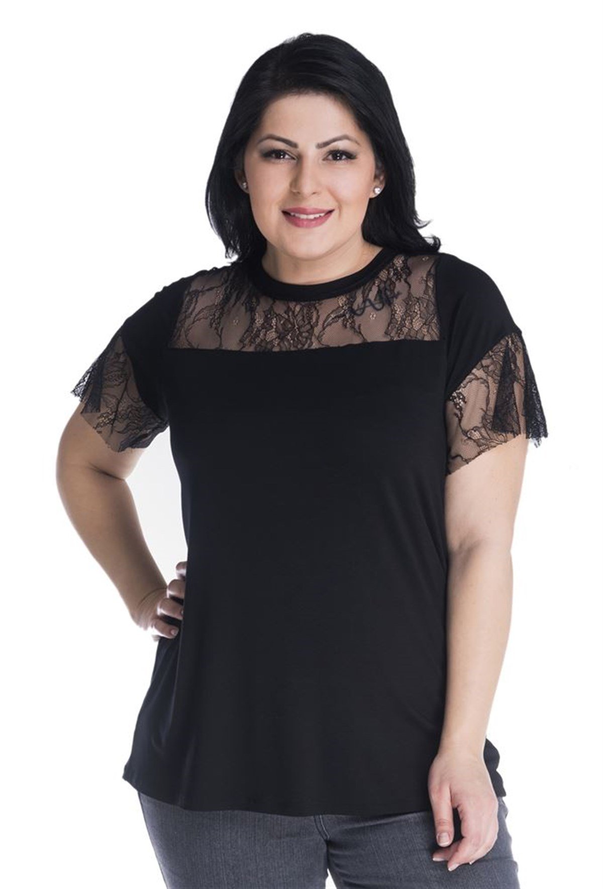 Dantel Detaylı T-ShirtMYLINE23442-m