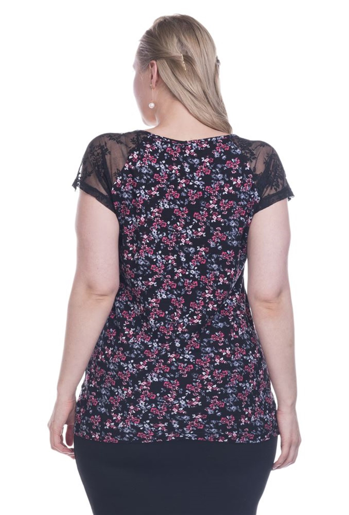 Dantelli Kısa Kol BluzMYLINE12424-m