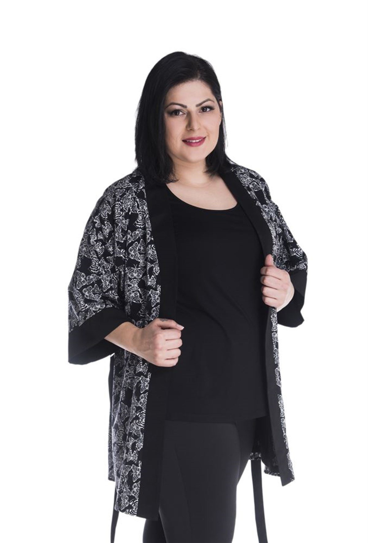 Desenli Kimono CeketMYLINE13291-m