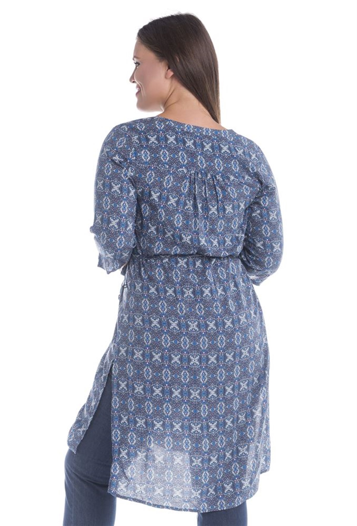 Düğmeli Beli Kuşaklı TunikMYLINE12451-m