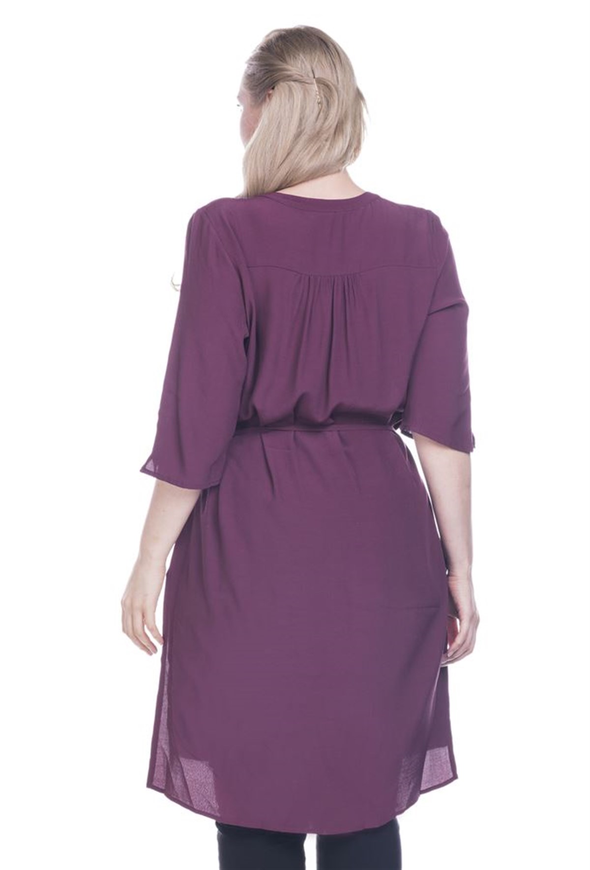 Düğmeli Beli Kuşaklı TunikMYLINE12469-m