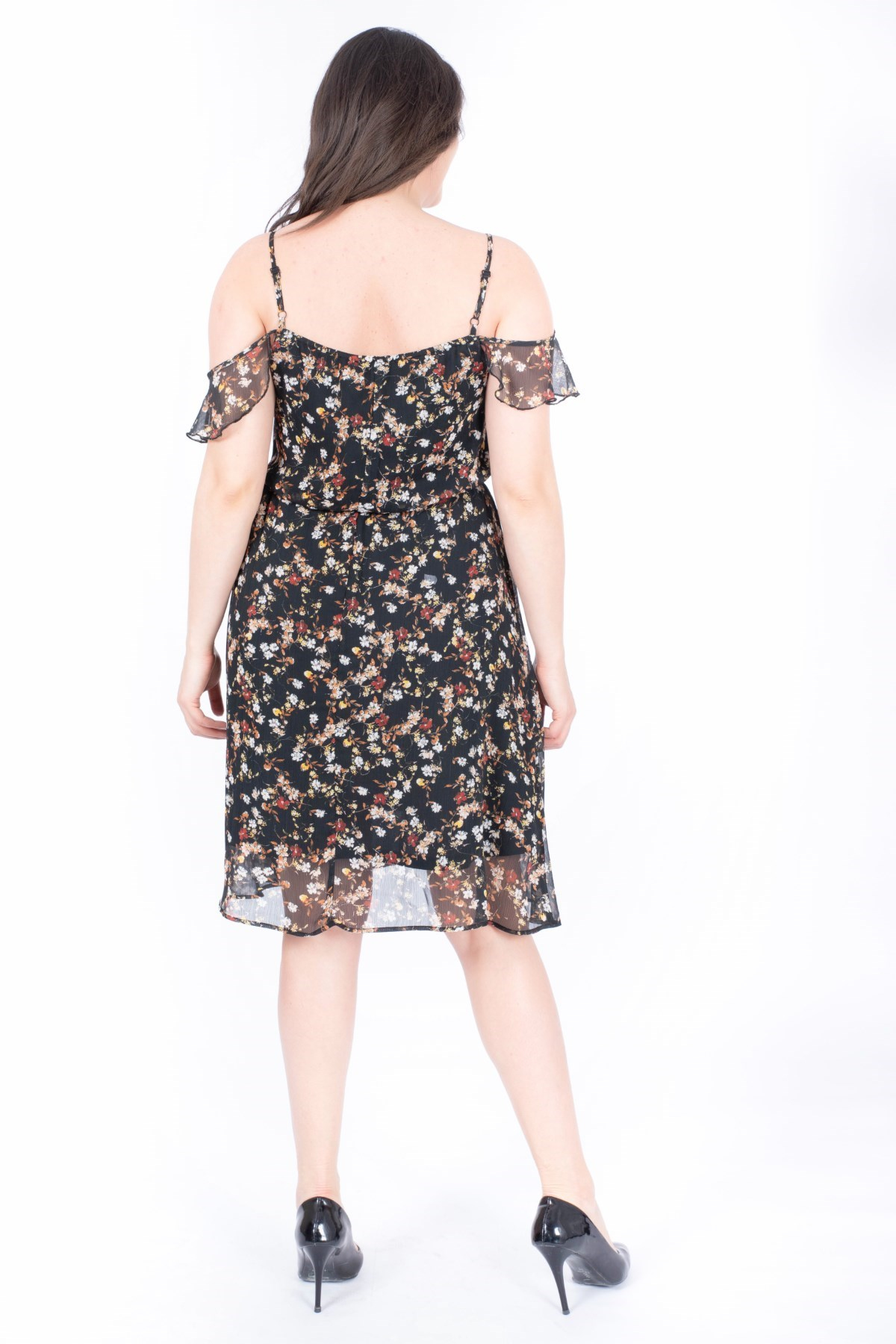 Düşük Kol Şifon ElbiseMYLINE34506