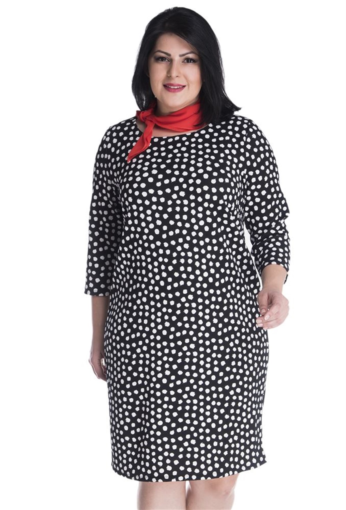 Düz Kesim 3/4 Örme ElbiseMYLINE13358-m