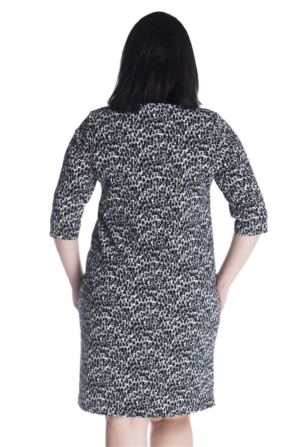 Düz Kesim 3/4 Örme ElbiseMYLINE13359-m