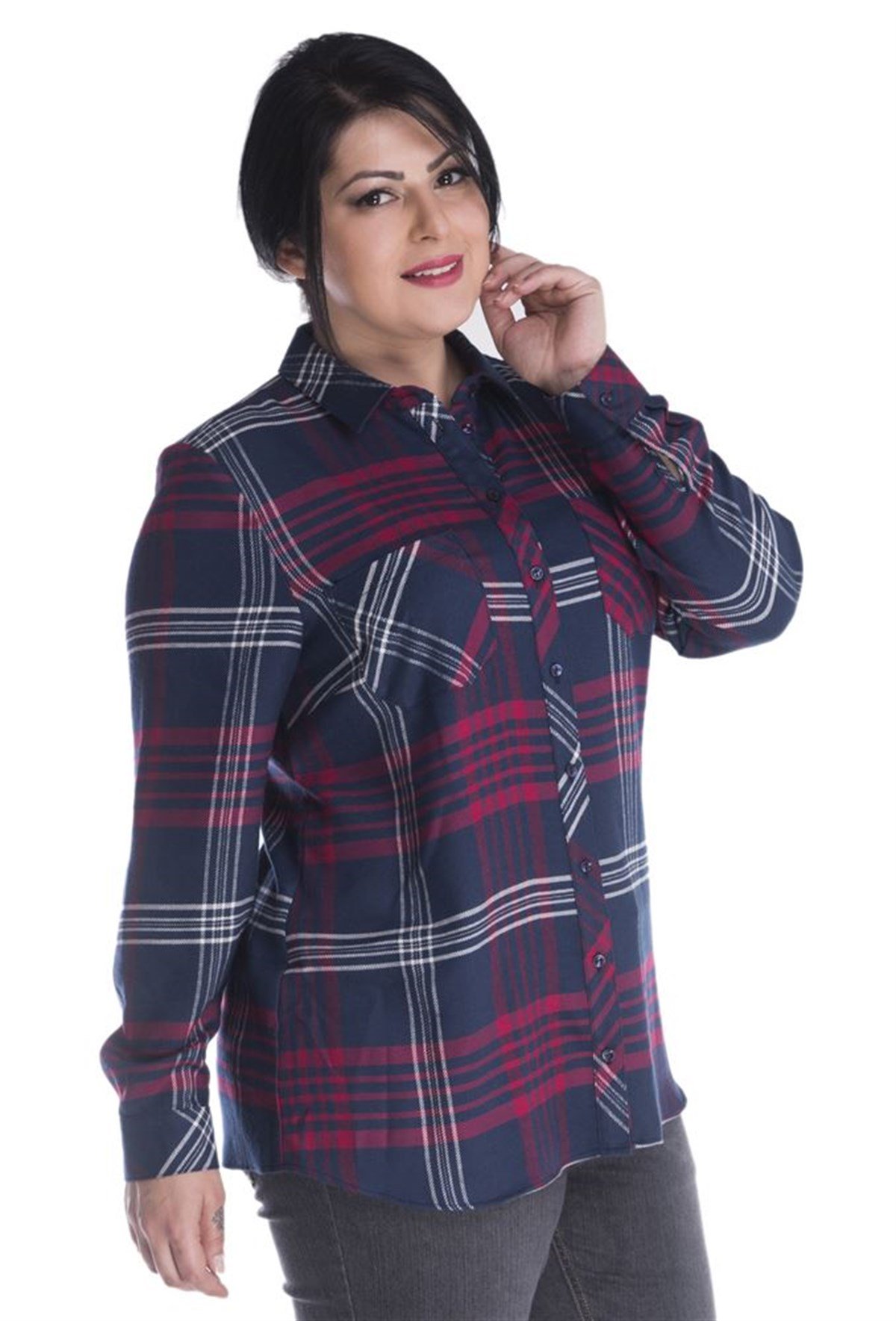 Ekose Desenli Uzun Kollu GömlekMYLINE23441-m