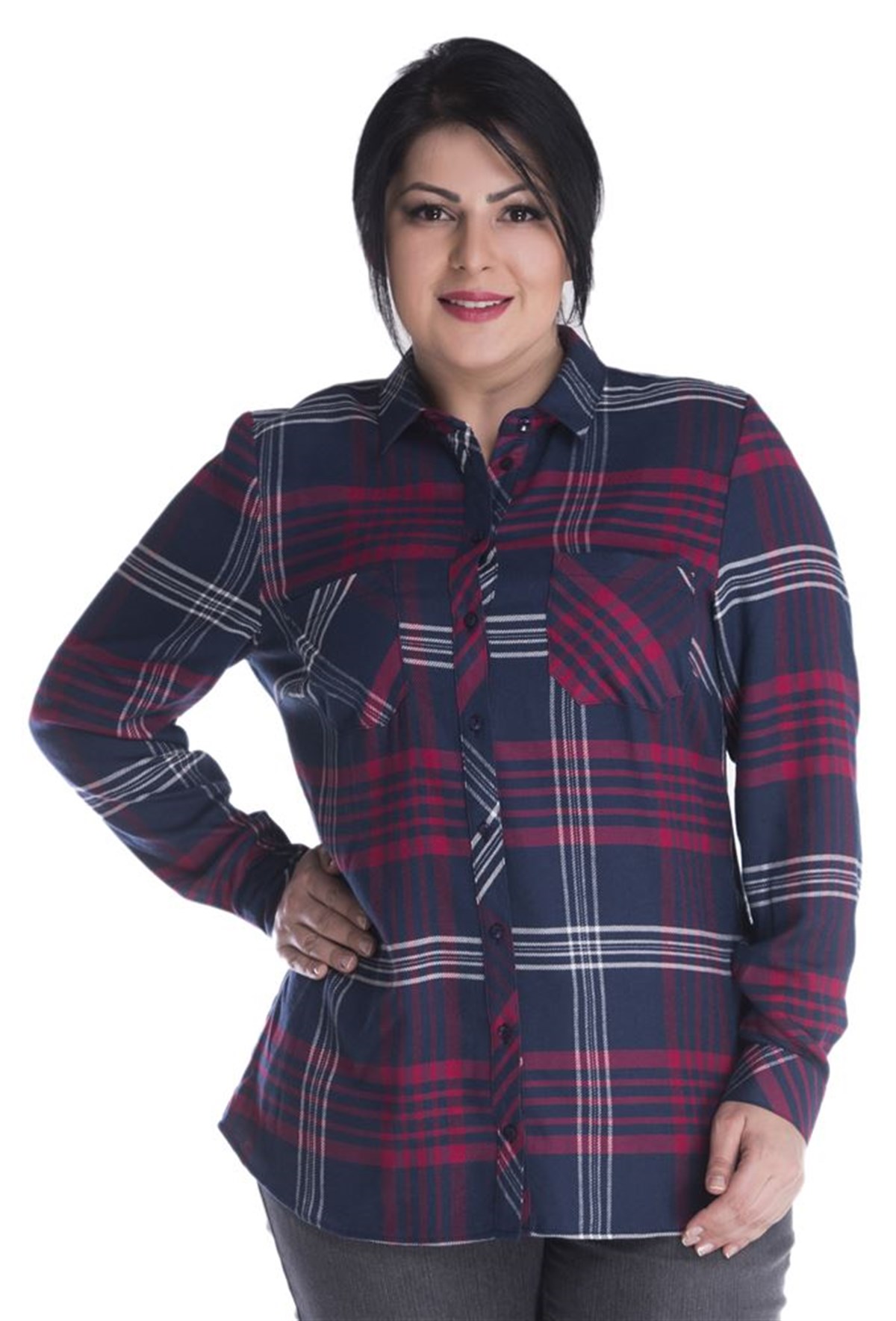 Ekose Desenli Uzun Kollu GömlekMYLINE23441-m