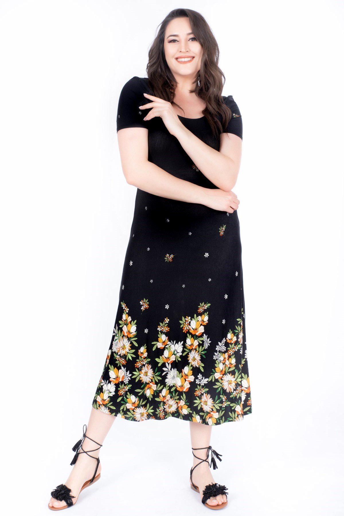 Eteği Desenli ElbiseMYLINE34445