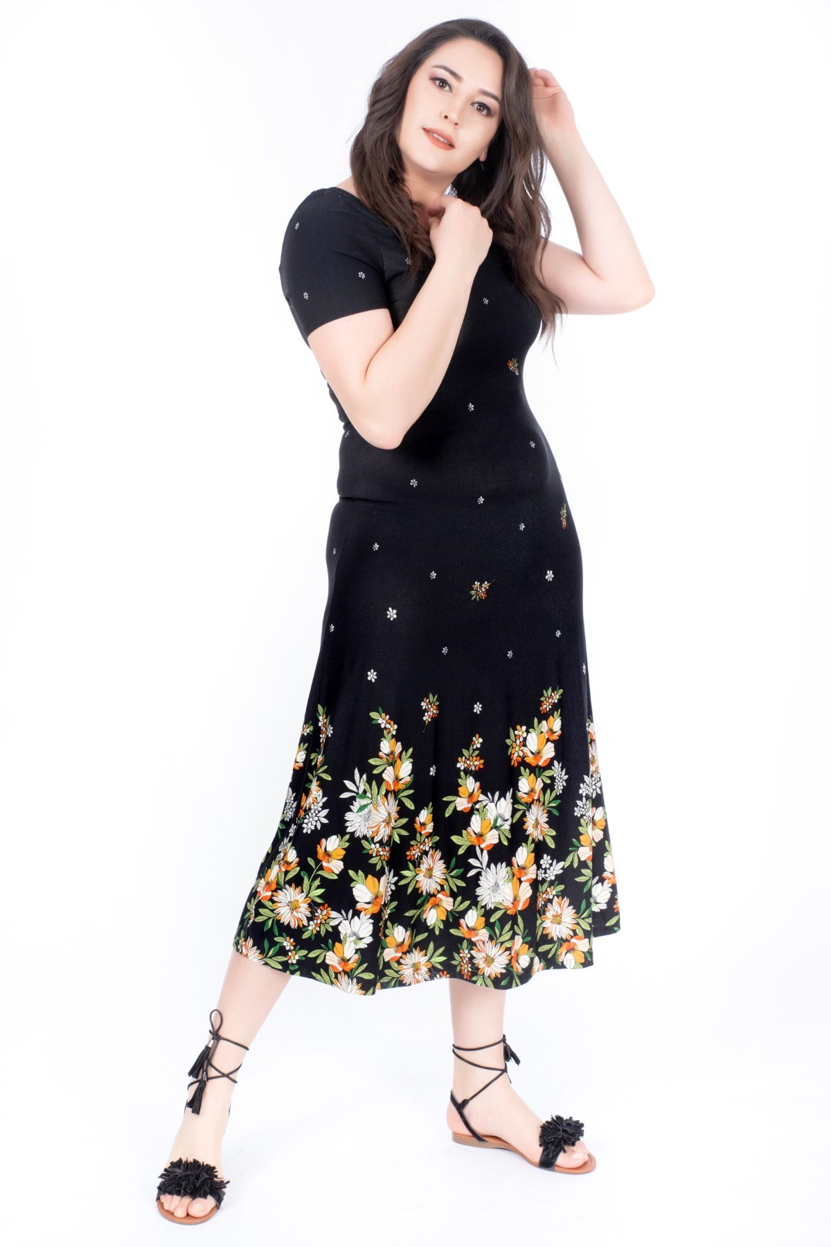 Eteği Desenli ElbiseMYLINE34445