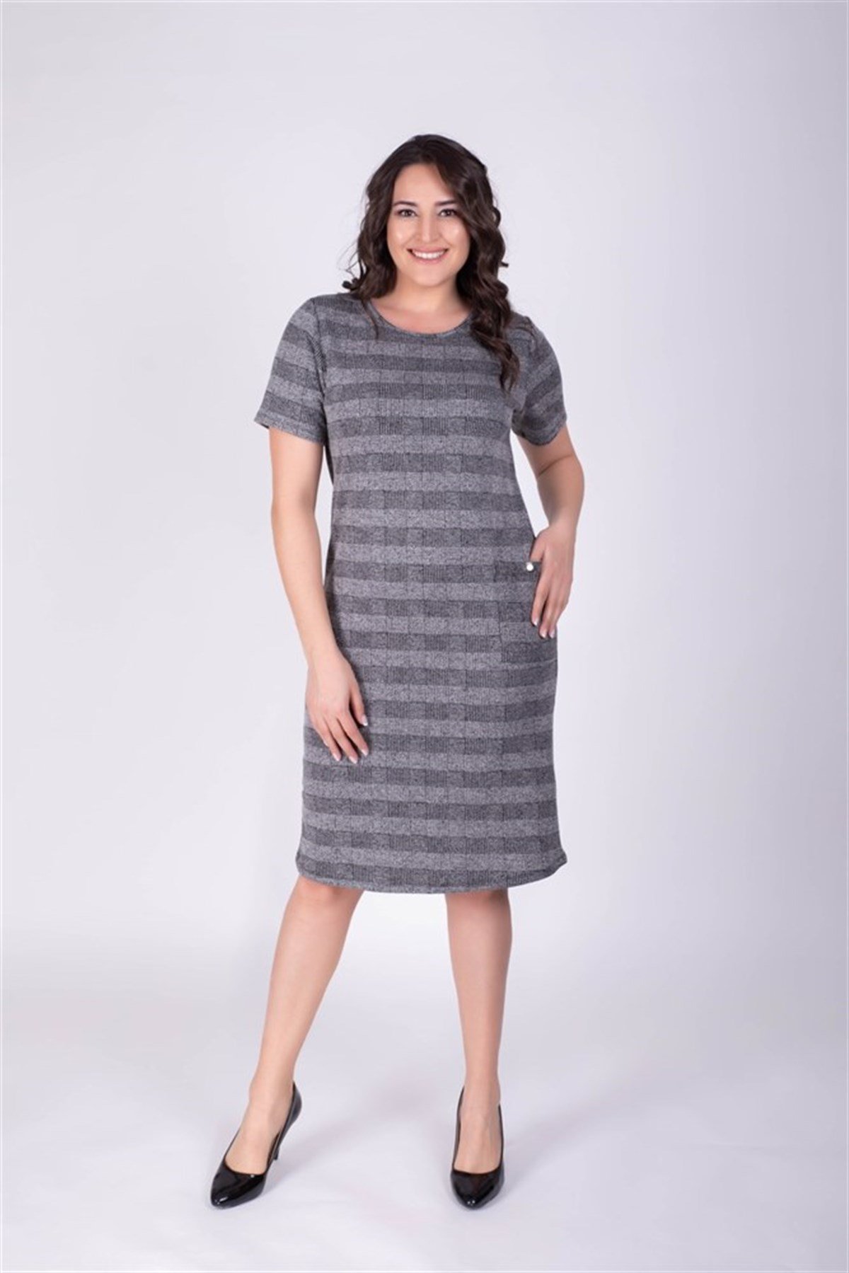 Fermuar Detaylı Cepli ElbiseMYLINE34158