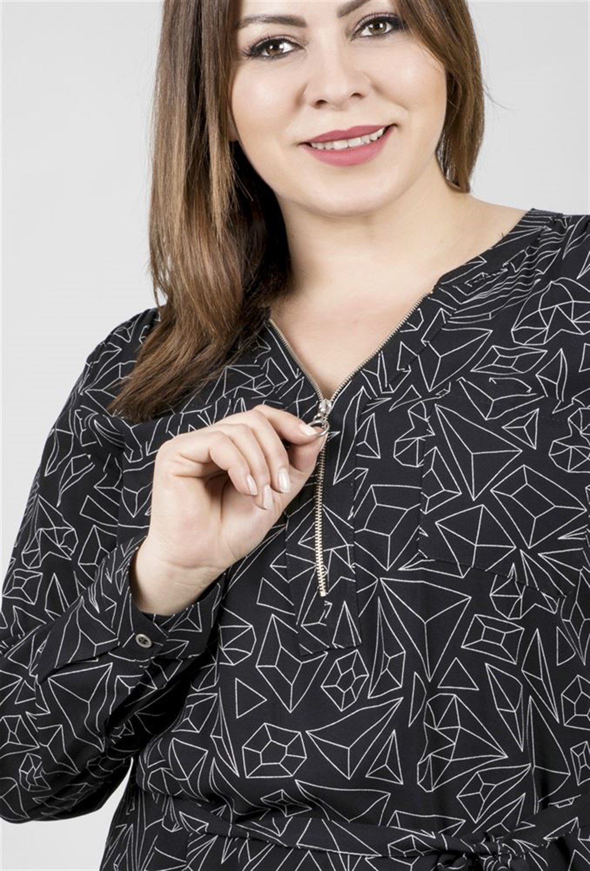 Fermuar Ve Cep Detaylı Uzun Kollu TunikMYLINE23461-m