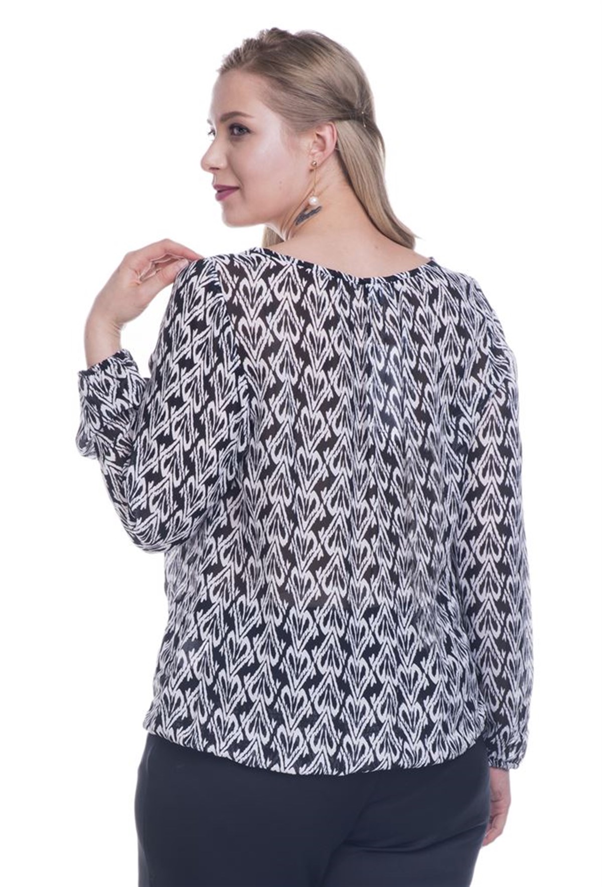 Gipe Lastikli Şifon BluzMYLINE12433-m