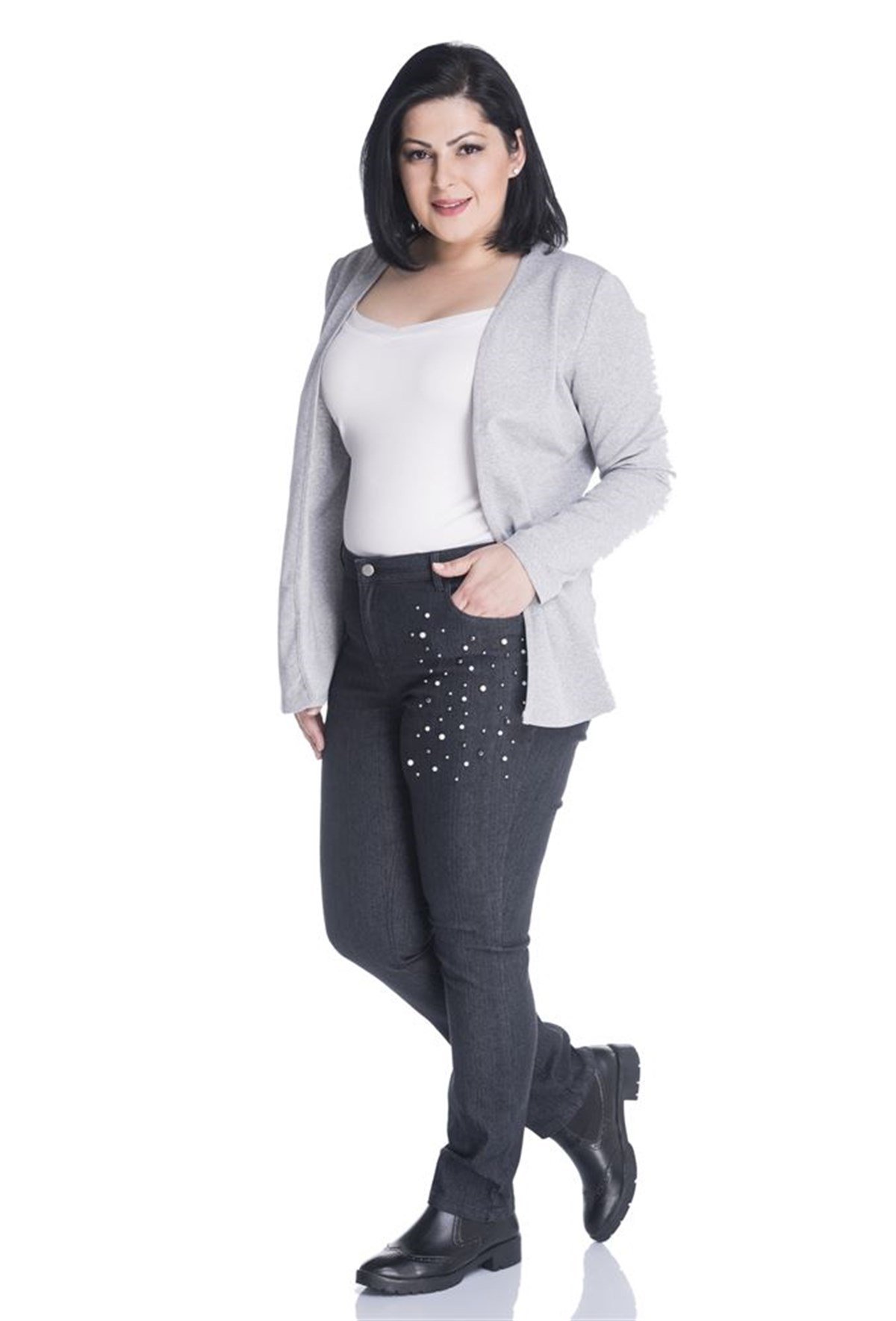 İnci Taşlı 5 Cep Denim PantolonMYLINE13404-m