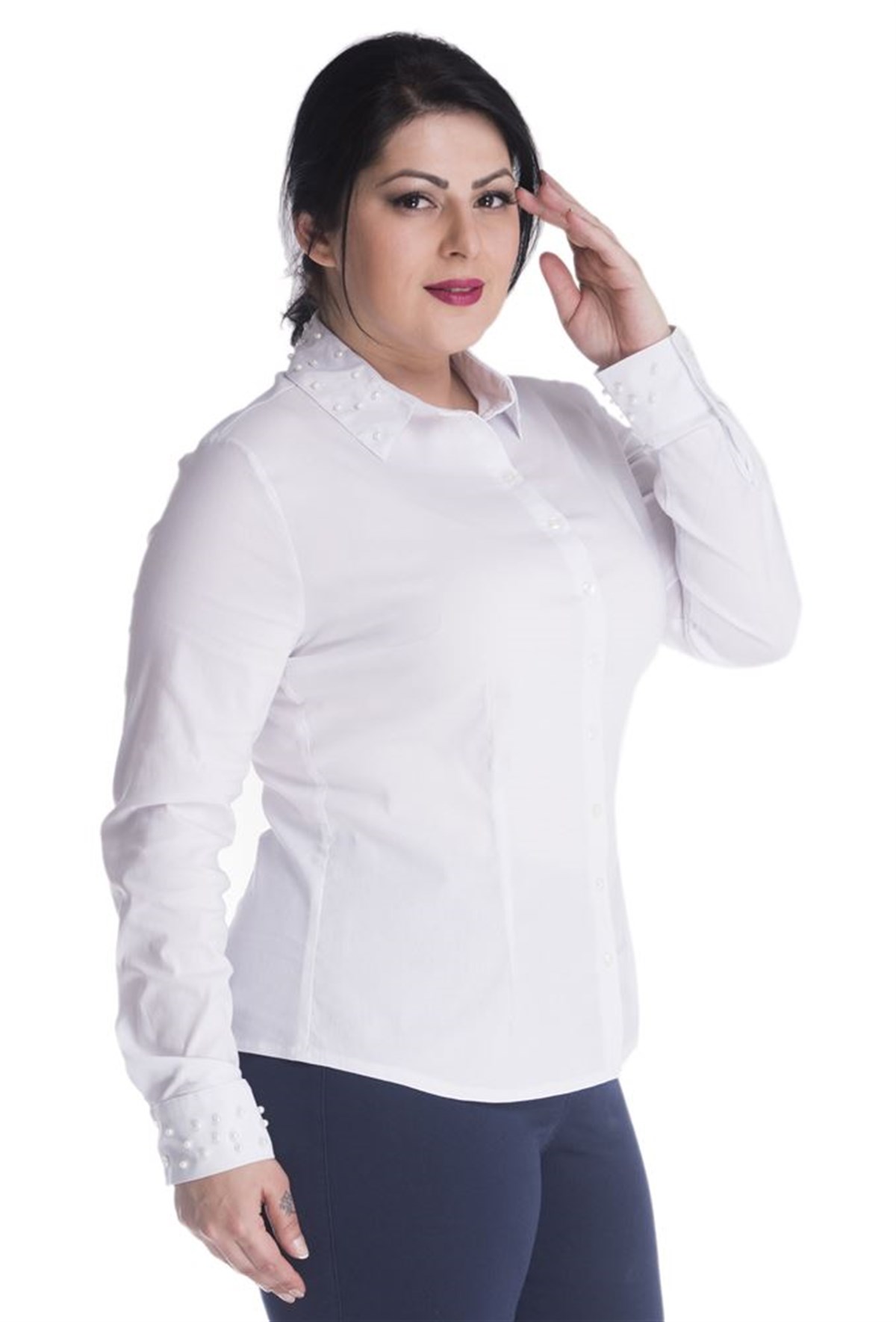 İncili Uzun Kollu GömlekMYLINE23459-m