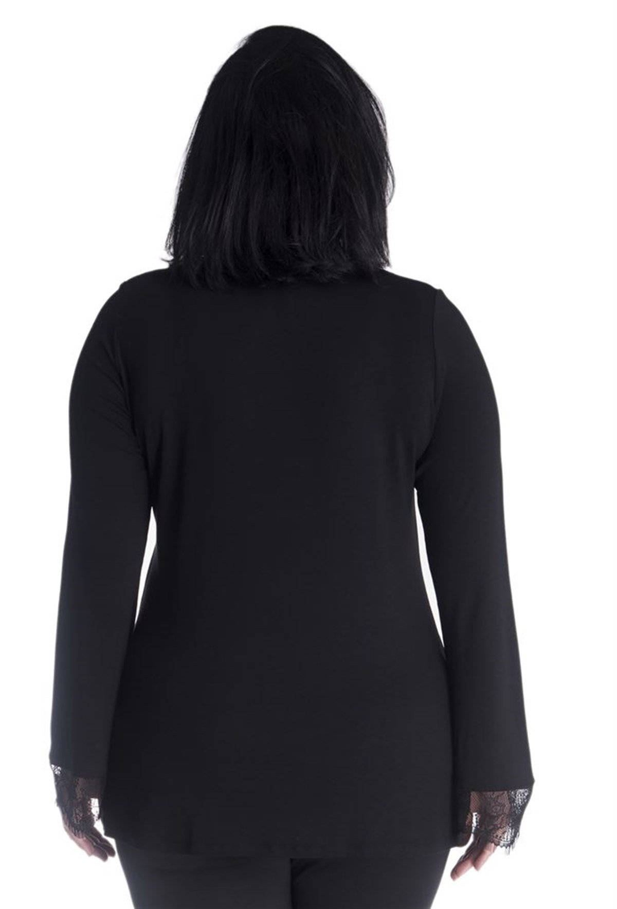 İspanyol Kollu, Kolağzı Ve Eteği Dantelli T-ShirtMYLINE13407-m