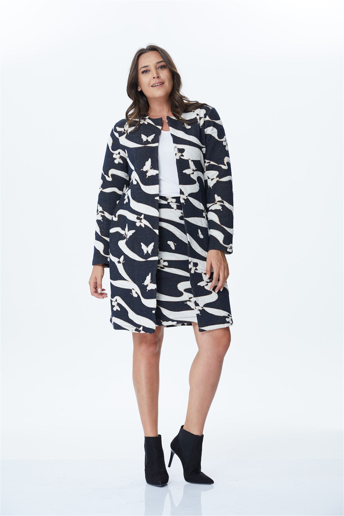 Jakar Desenli Uzun CeketMYLINE34190