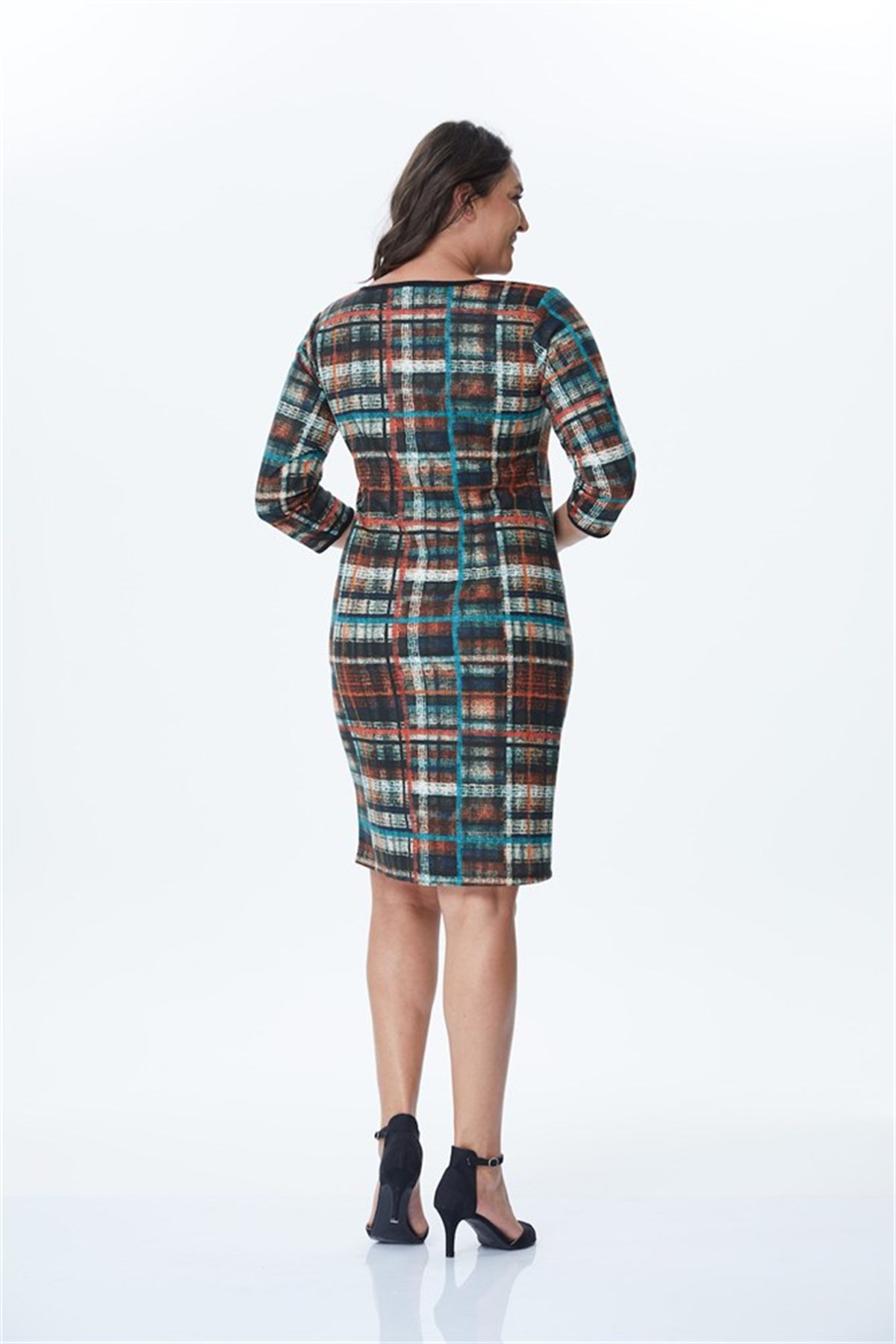 Kareli Desenli Renkli ElbiseMYLINE34120