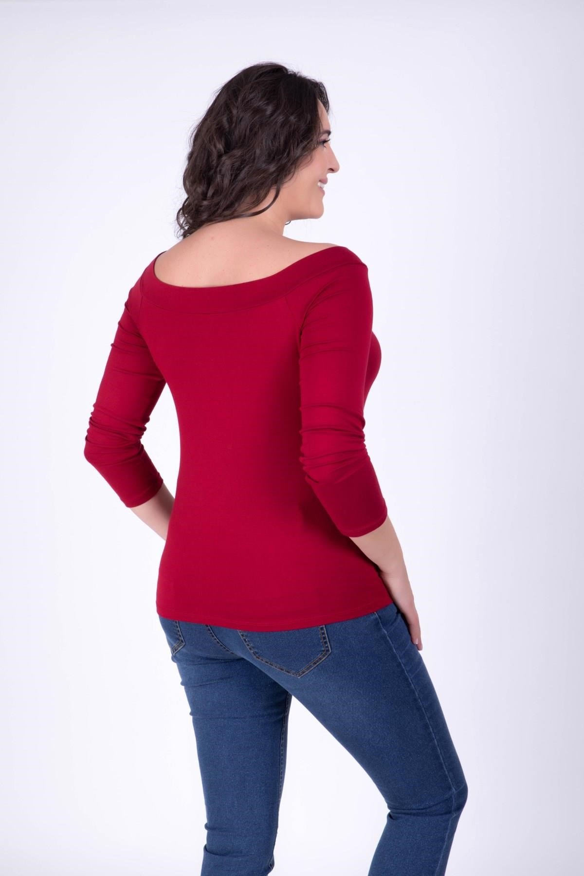 Karmen Yaka Kırmızı BluzMYLINE34377