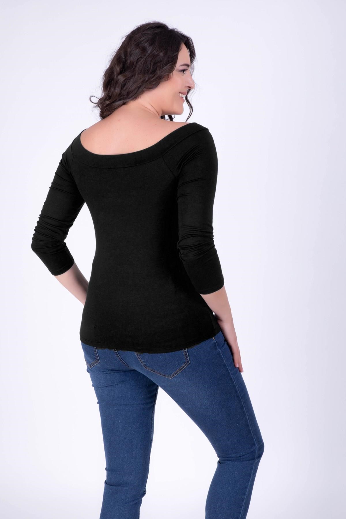 Karmen Yaka Siyah BluzMYLINE34376