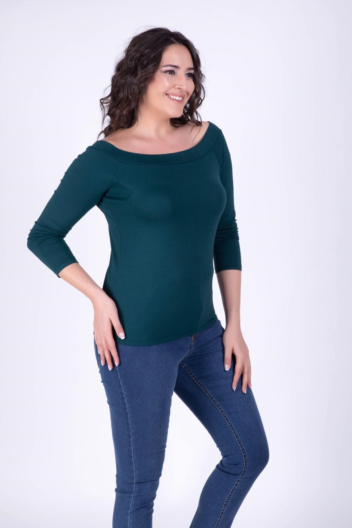 Karmen Yaka Yeşil BluzMYLINE34378