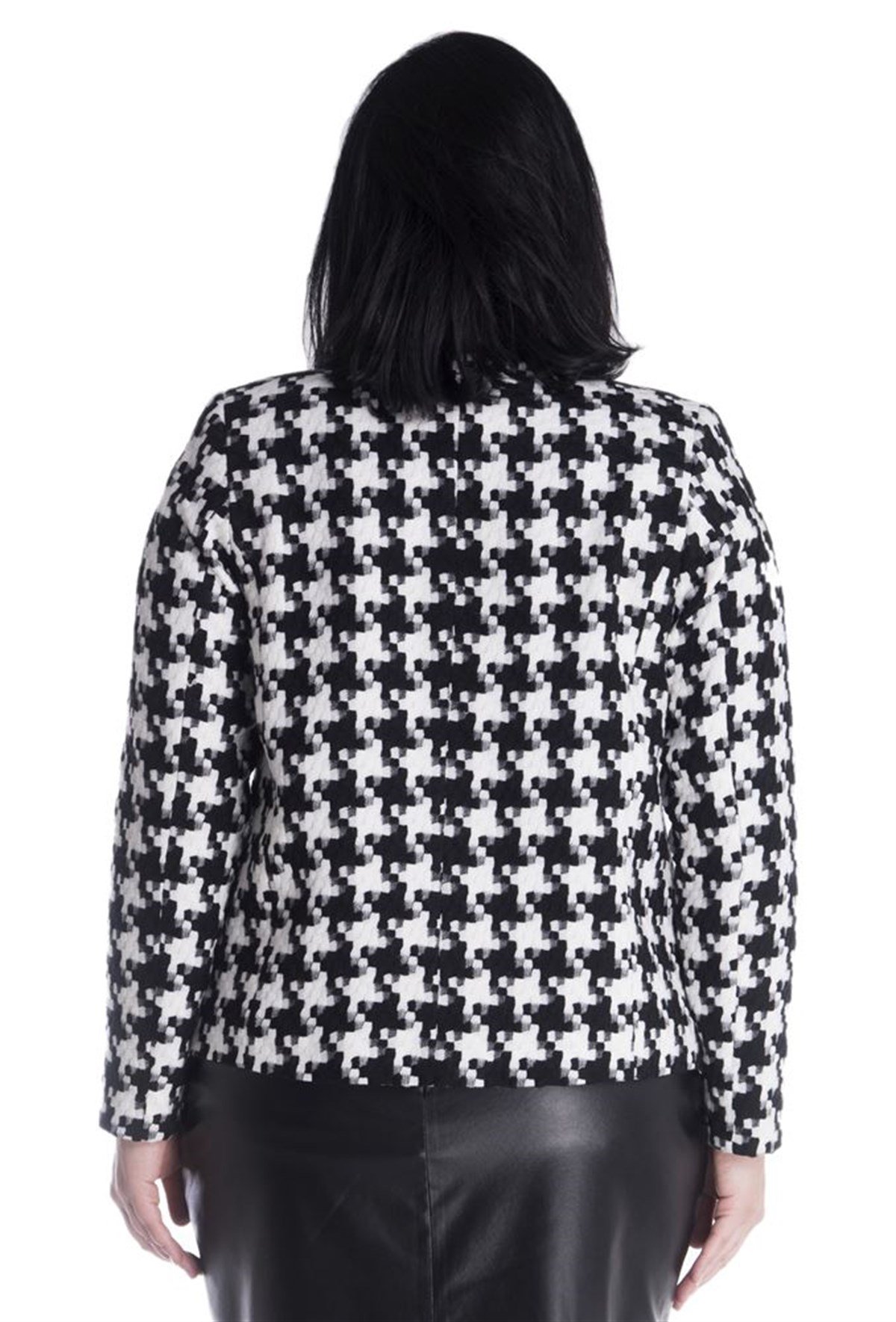 Kaz Ayağı Desenli Astarlı CeketMYLINE23418-m