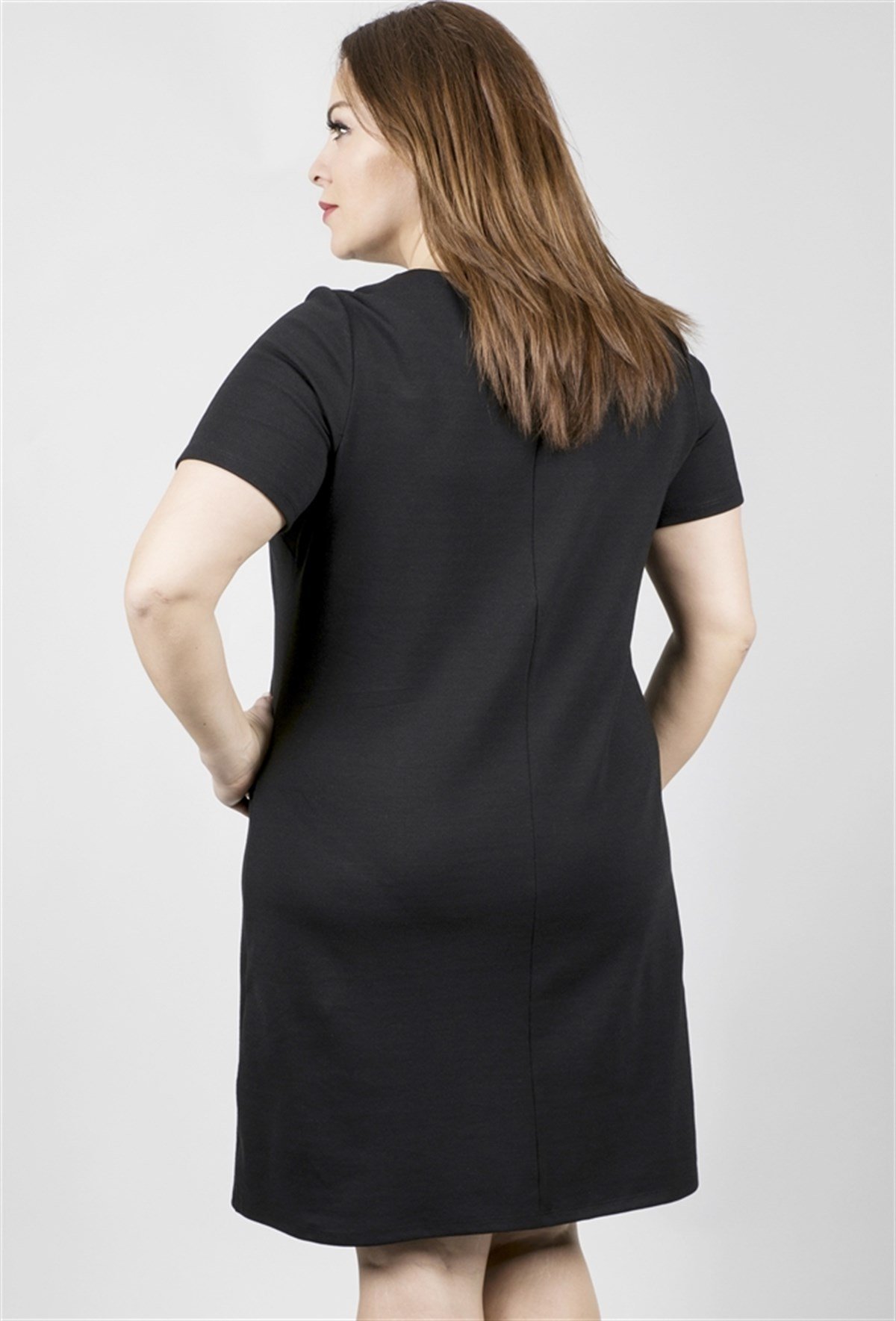 Kısa Kollu Nakışlı Punto ElbiseMYLINE23655