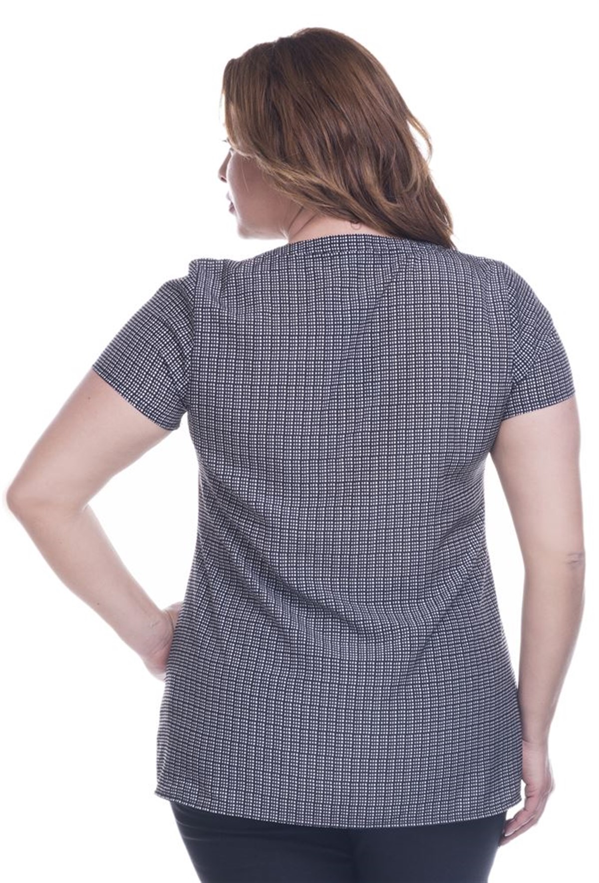 Kısa Kollu V Yakalı Saten BluzMYLINE12446-m