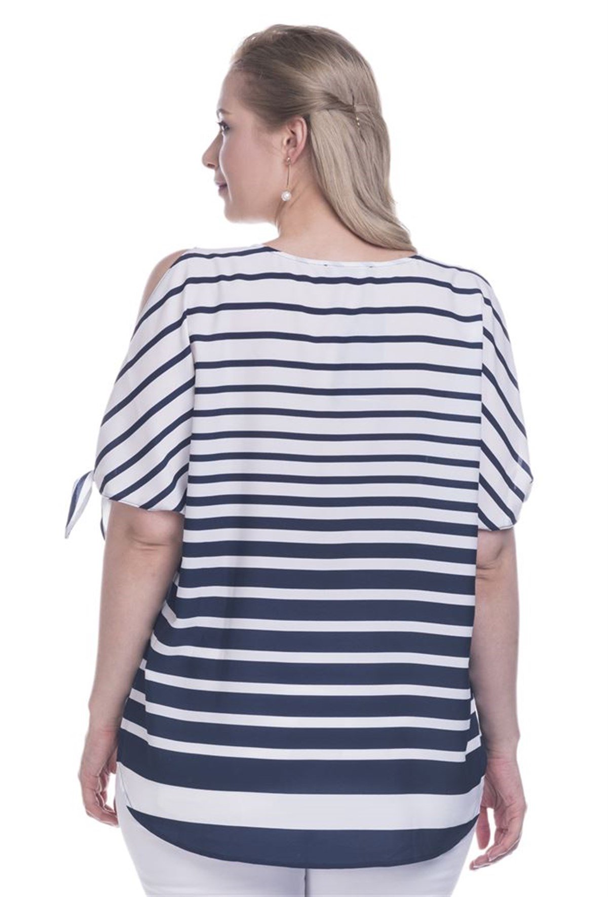 Kol Detaylı Çizgili BluzMYLINE12516-m