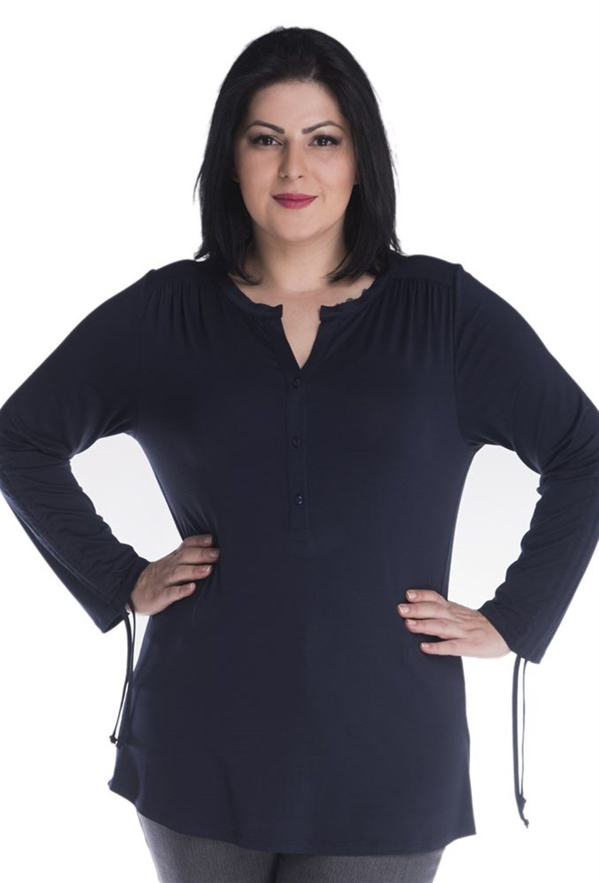 Kolları Ayarlamalı Penye BluzMYLINE23446-m