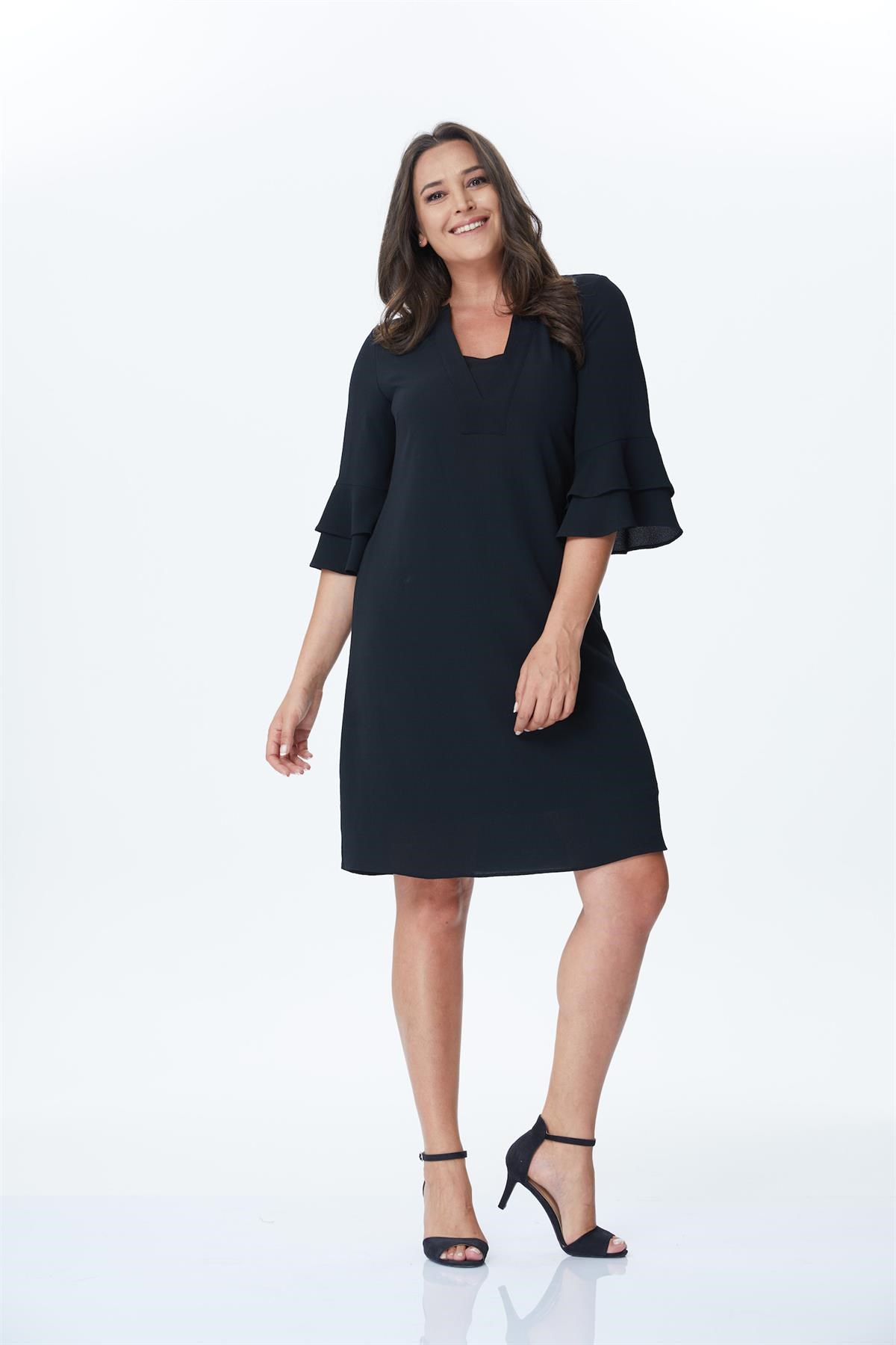 Kolları Volanlı ElbiseMYLINE34194