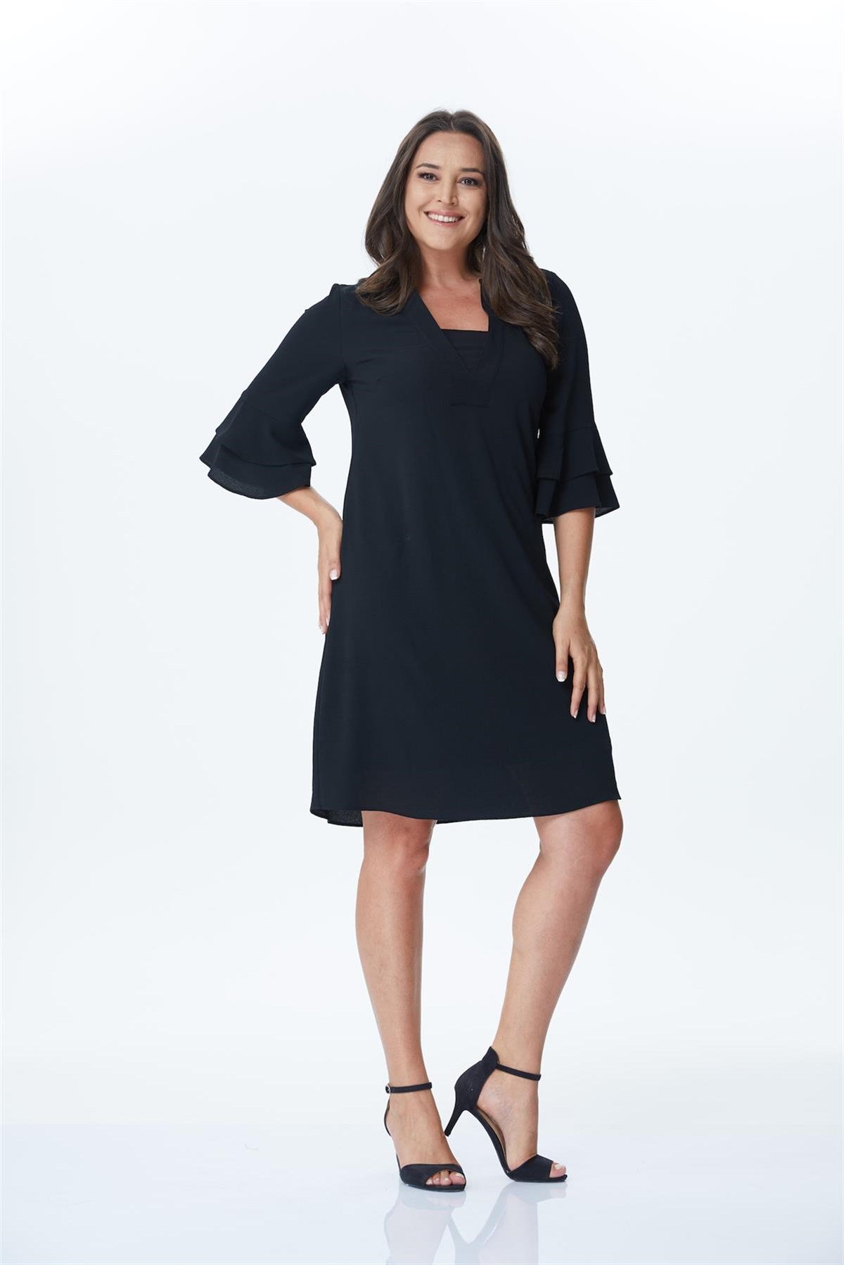 Kolları Volanlı ElbiseMYLINE34194