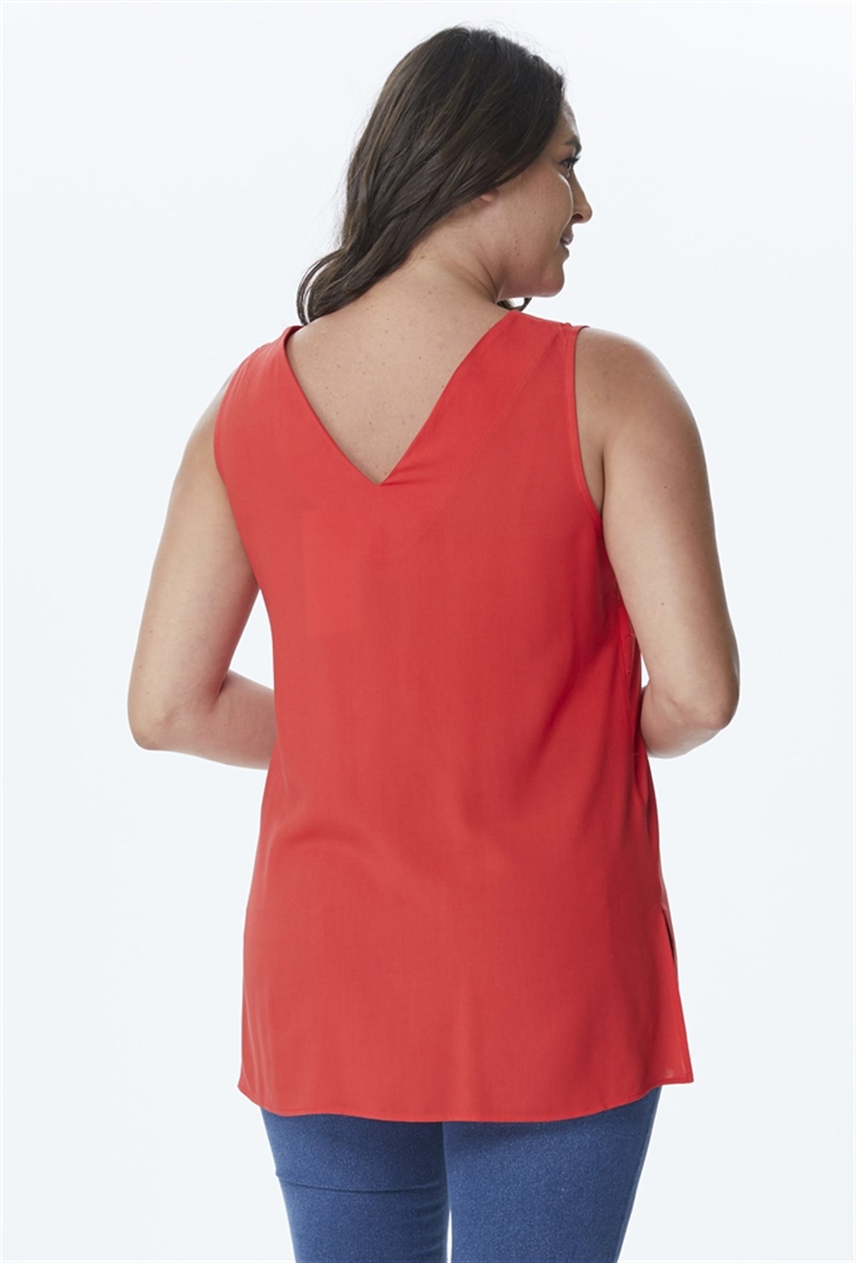 Kolsuz Yırtmaçlı V Yaka BluzMYLINE23927