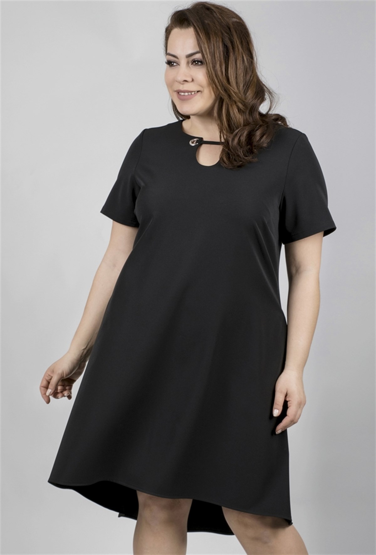 Kuşgöz Detaylı Kısa Kollu ElbiseMYLINE23491-m