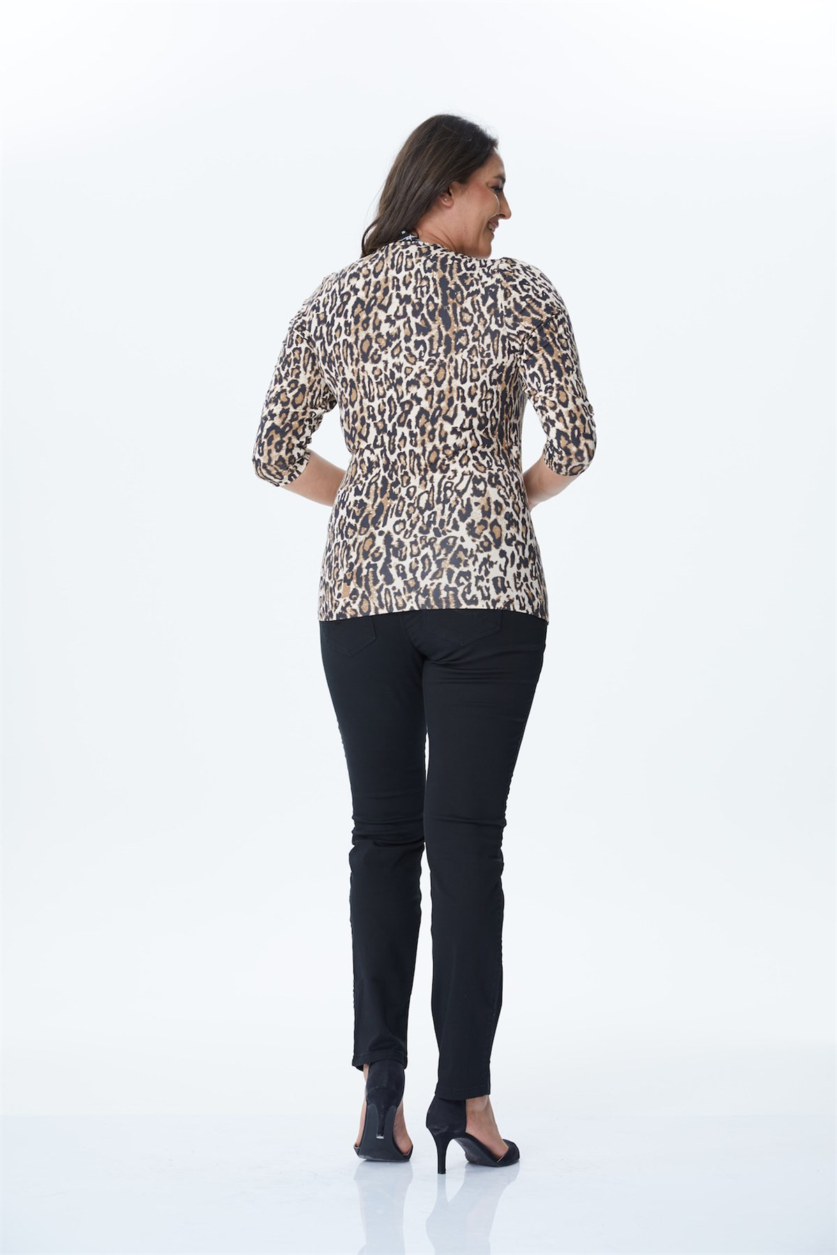 Leopar Desenli Anvelop Örme BluzMYLINE34114