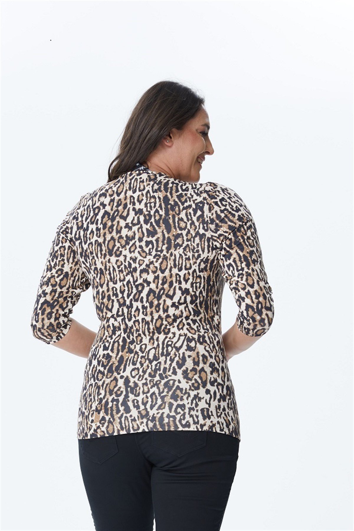 Leopar Desenli Anvelop Örme BluzMYLINE34114