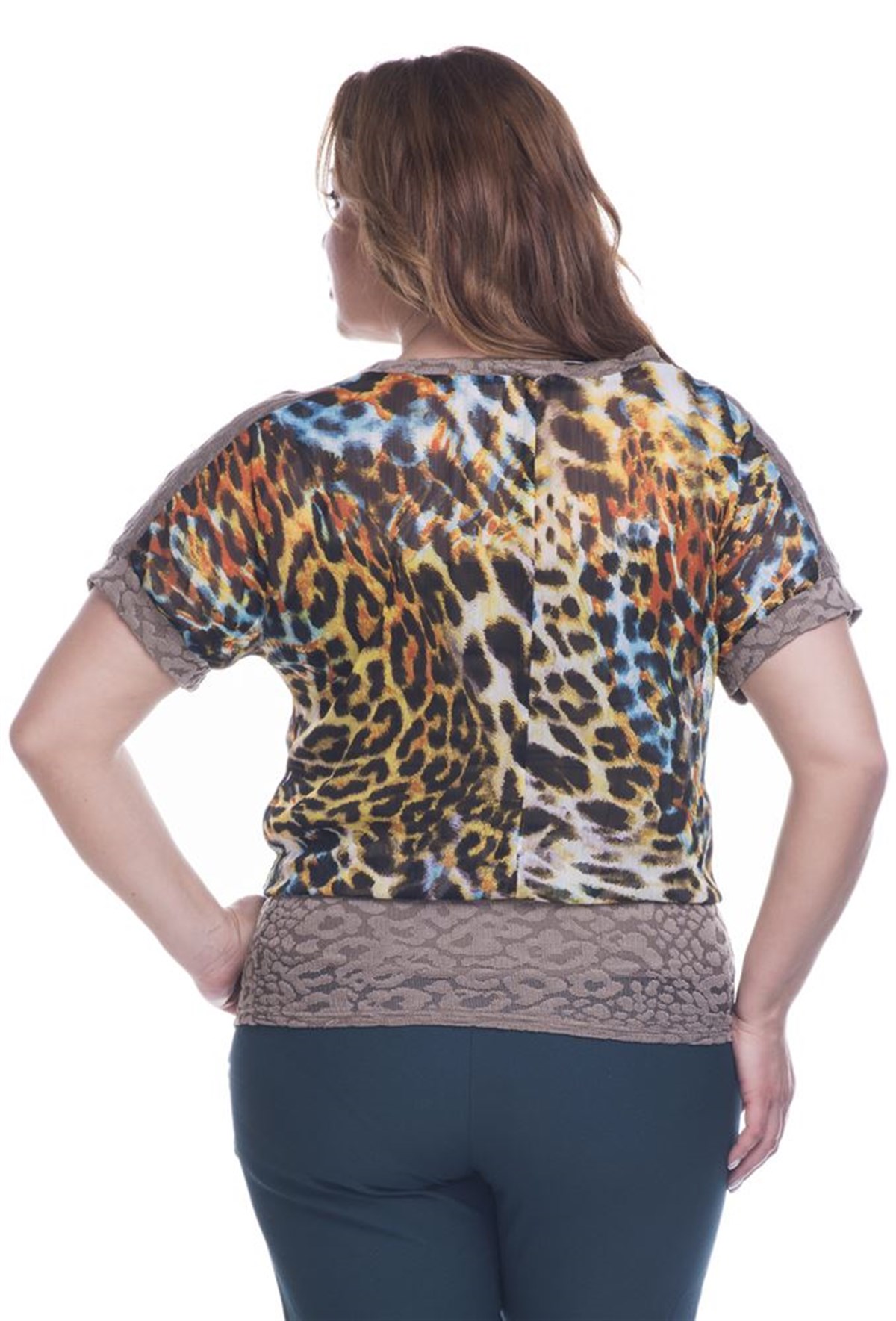 Leopar Desenli Şifon BluzMYLINE12431-m
