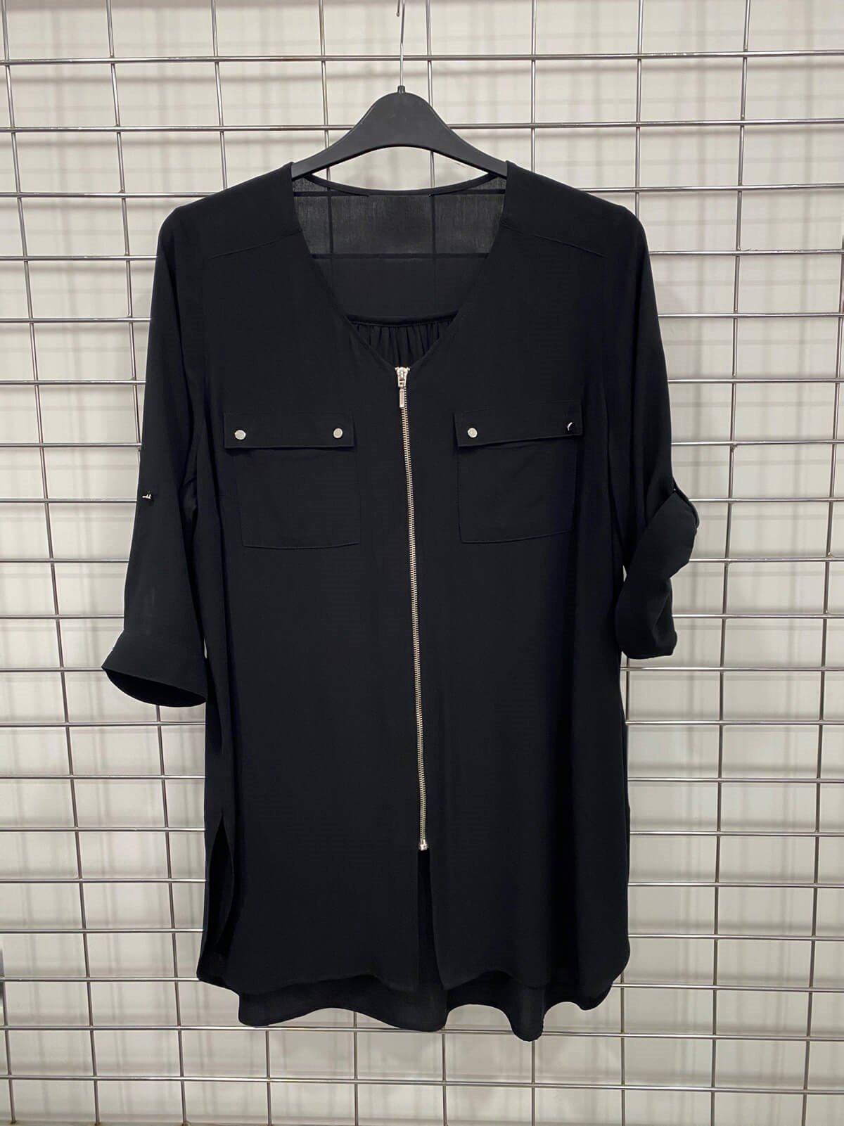 Myline- 3/4 Kollu Fermuar Detay Tunik -Büyük Beden Outlet-66468