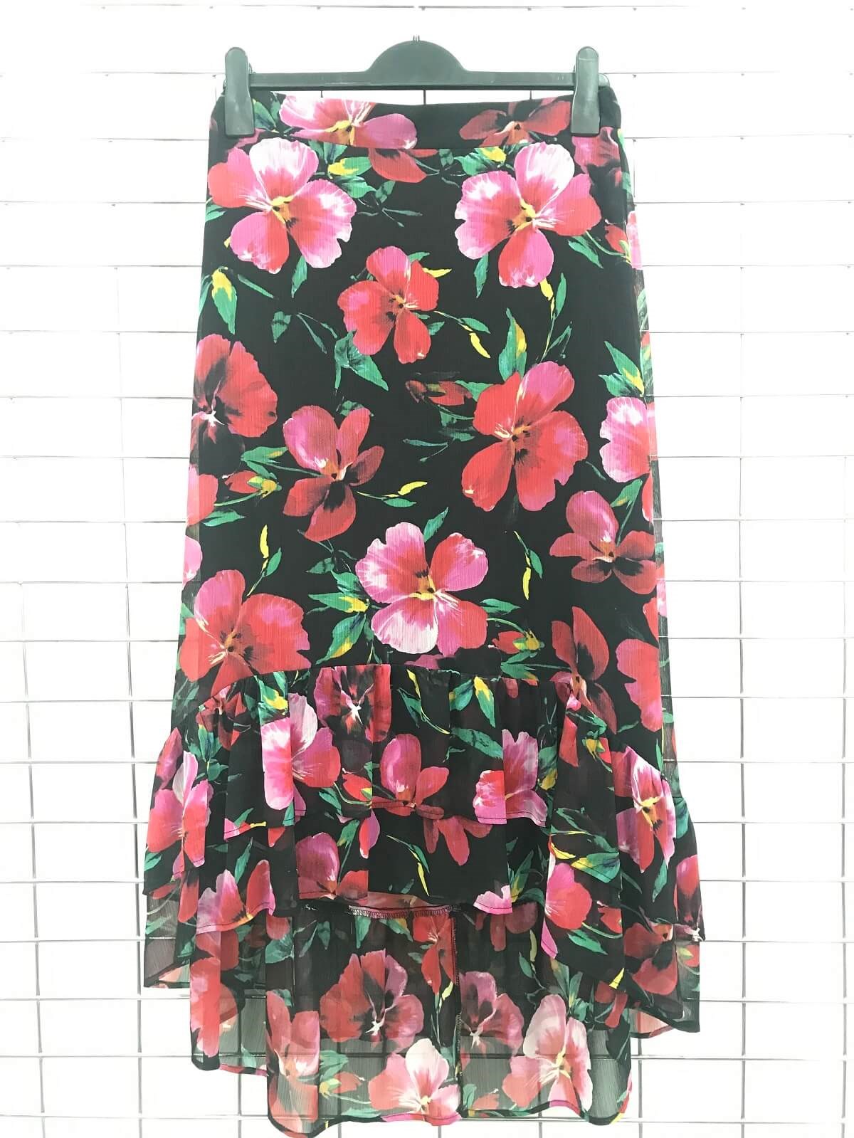 Myline- Fırfırlı Şifon Uzun Etek-Büyük Beden Outlet-45970