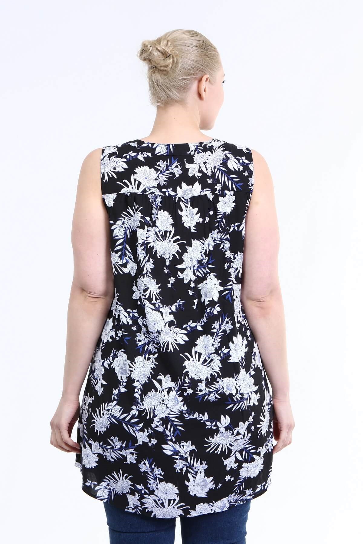 Myline- Kolsuz V Yaka Bluz-Büyük Beden Bluz-66604