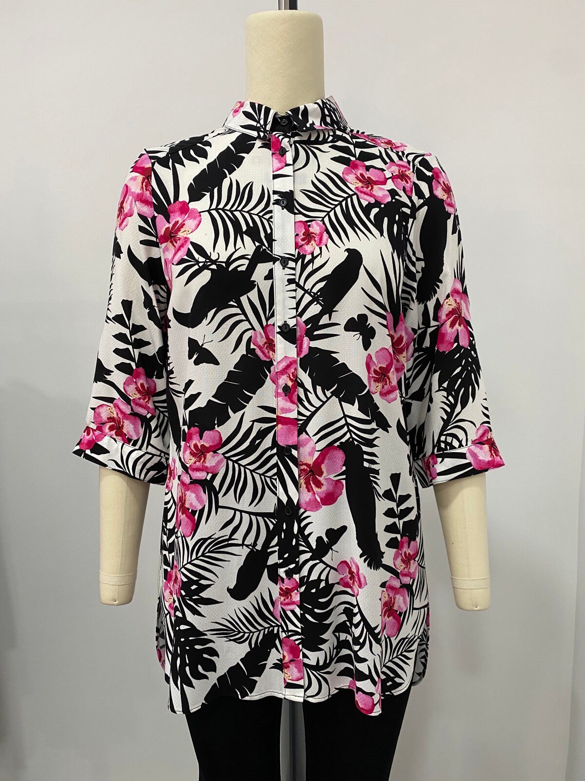 Myline-3/4 Kol Gömlek -Büyük Beden Outlet-66535