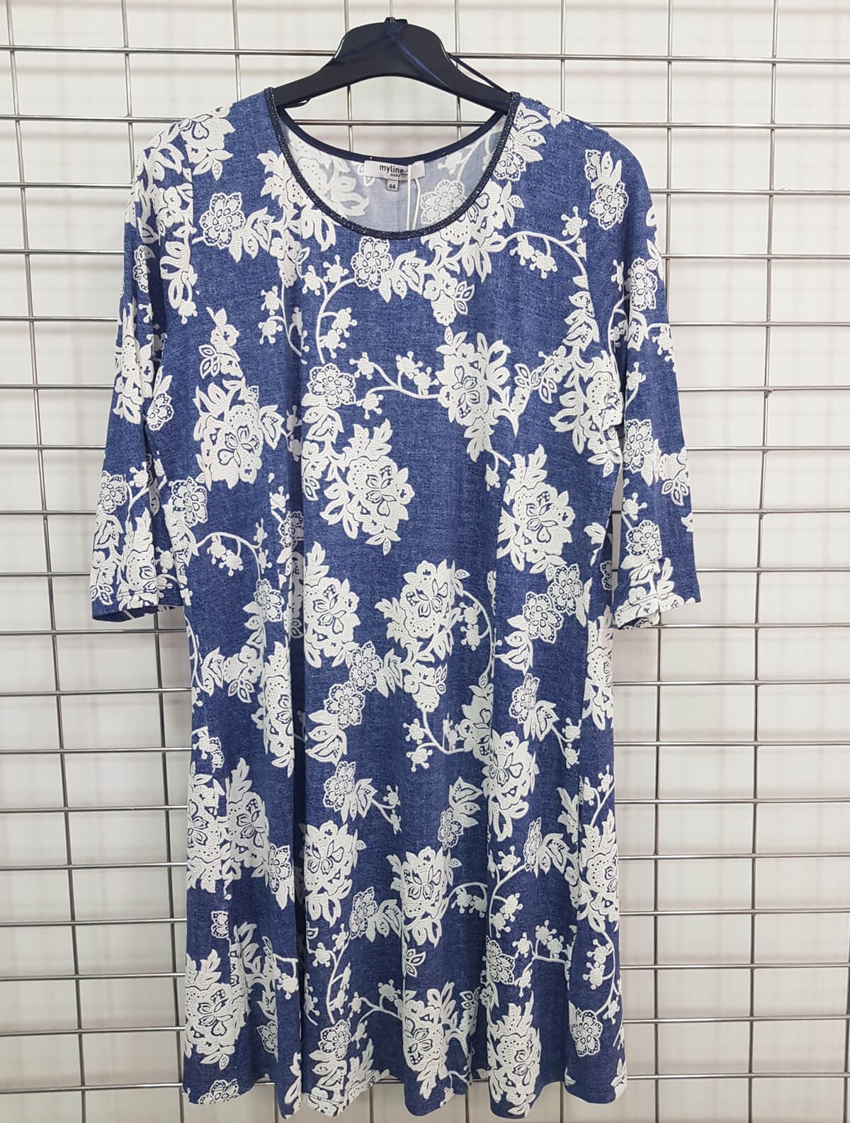 Myline-3/4 Kollu Elbise-Büyük Beden Outlet-66403